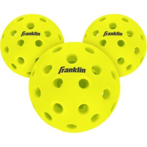 Franklin Sports Silent Serve Foam Pickleballs – Quiet Soft Pickleballs for Noise Reduction – Indoor + Outdoor Official Size Balls – Great for Practice + Training – 3 Pack – Optic Yellow