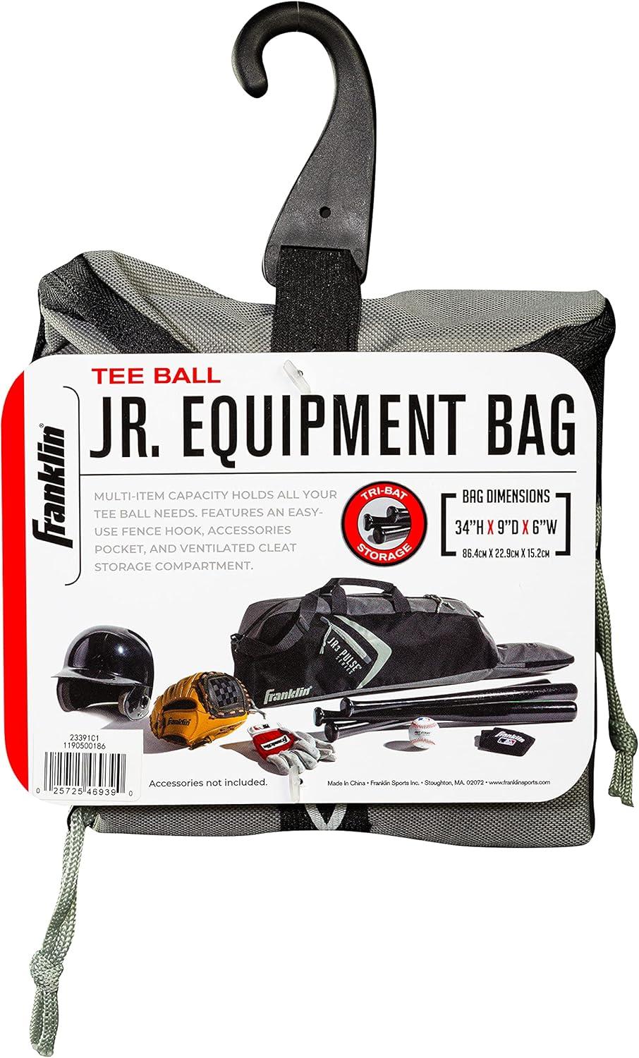 image:imageFranklin Sports JR3 Pulse Sport Equipment Bag Tote Bag for Baseball TBall and Softball Equpiment Holds Bat Helmet amp GloveBlackGray