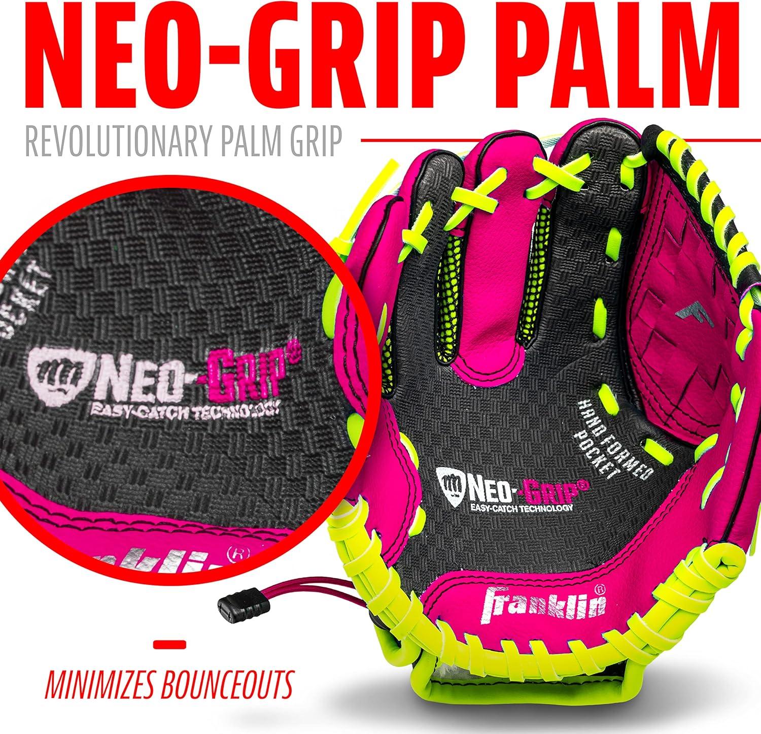 image:imageFranklin Sports Kids Baseball Glove NeoGrip Boys Girls Youth Tball Glove Teeball Baseball Softball MittPink