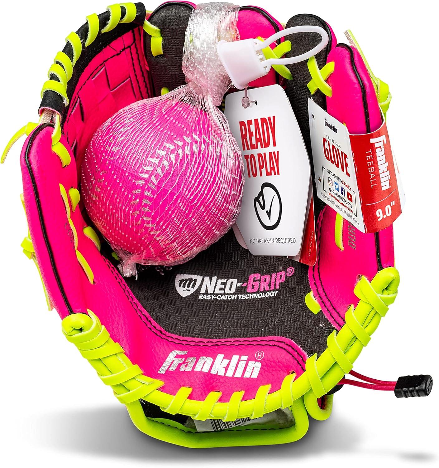 image:imageFranklin Sports Kids Baseball Glove NeoGrip Boys Girls Youth Tball Glove Teeball Baseball Softball MittPink