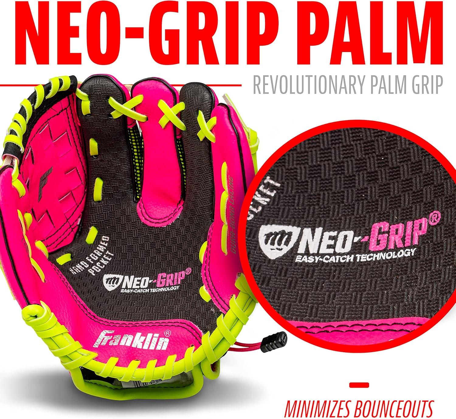 image:imageFranklin Sports Kids Baseball Glove NeoGrip Boys Girls Youth Tball Glove Teeball Baseball Softball MittPink