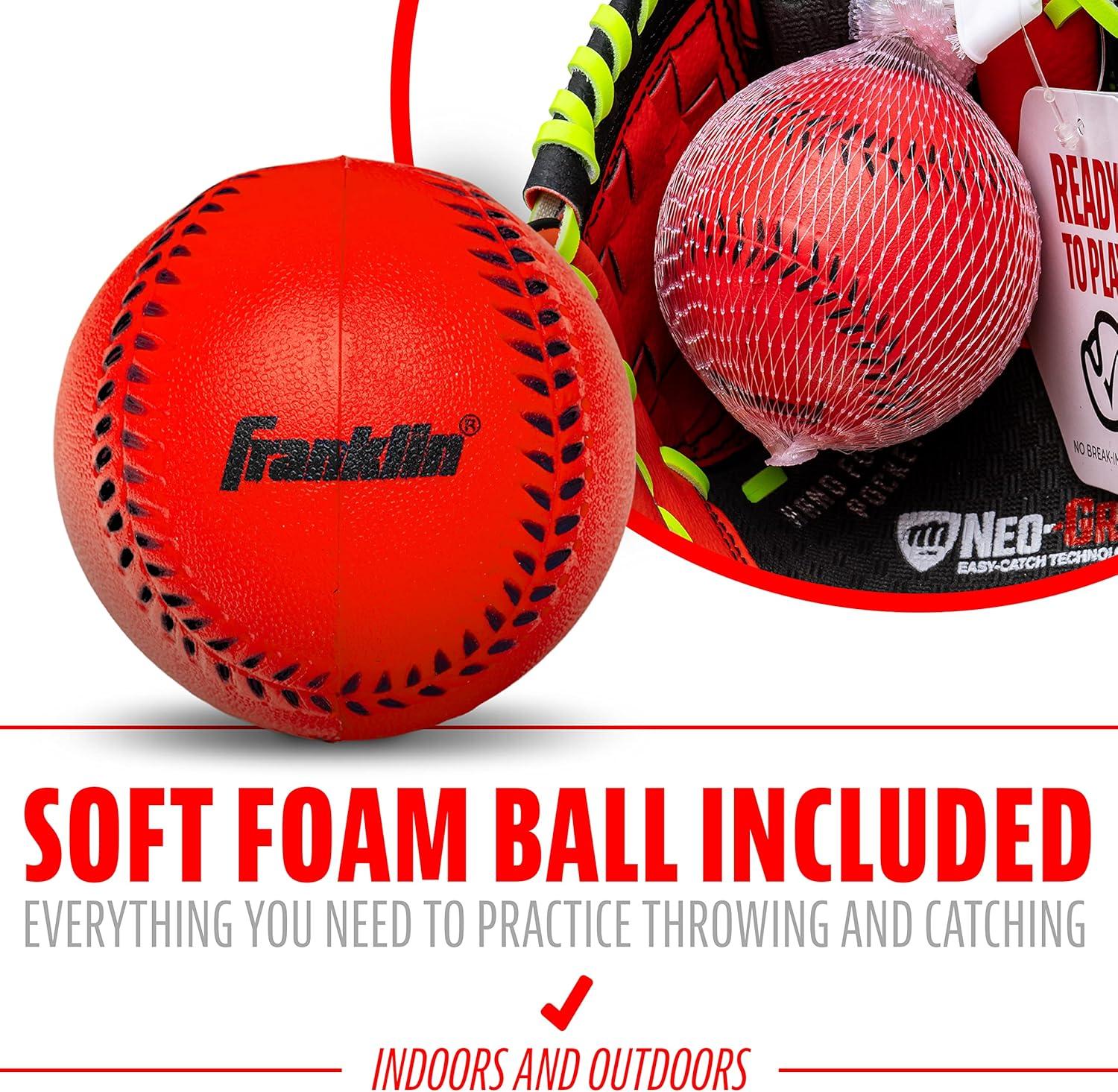 image:imageFranklin Sports Kids Baseball Glove NeoGrip Boys Girls Youth Tball Glove Teeball Baseball Softball MittRed