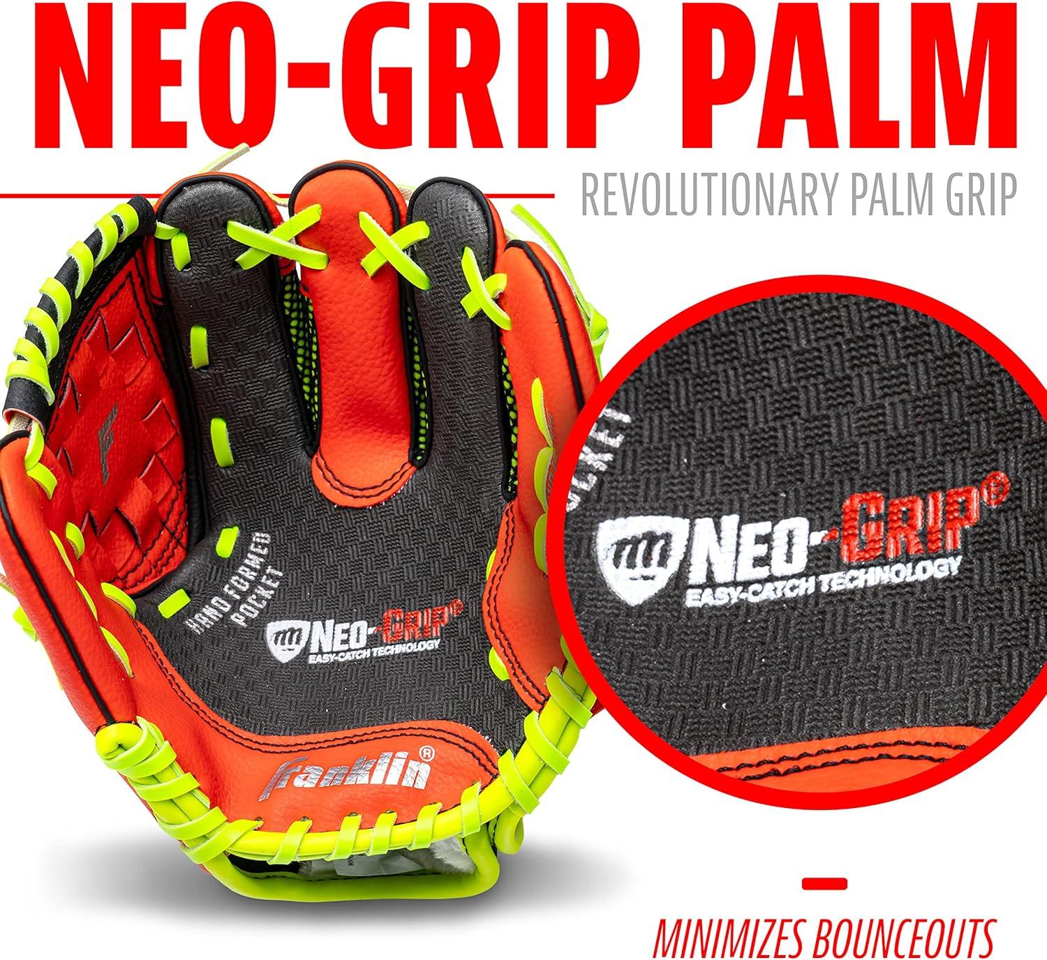 image:imageFranklin Sports Kids Baseball Glove NeoGrip Boys Girls Youth Tball Glove Teeball Baseball Softball MittRed