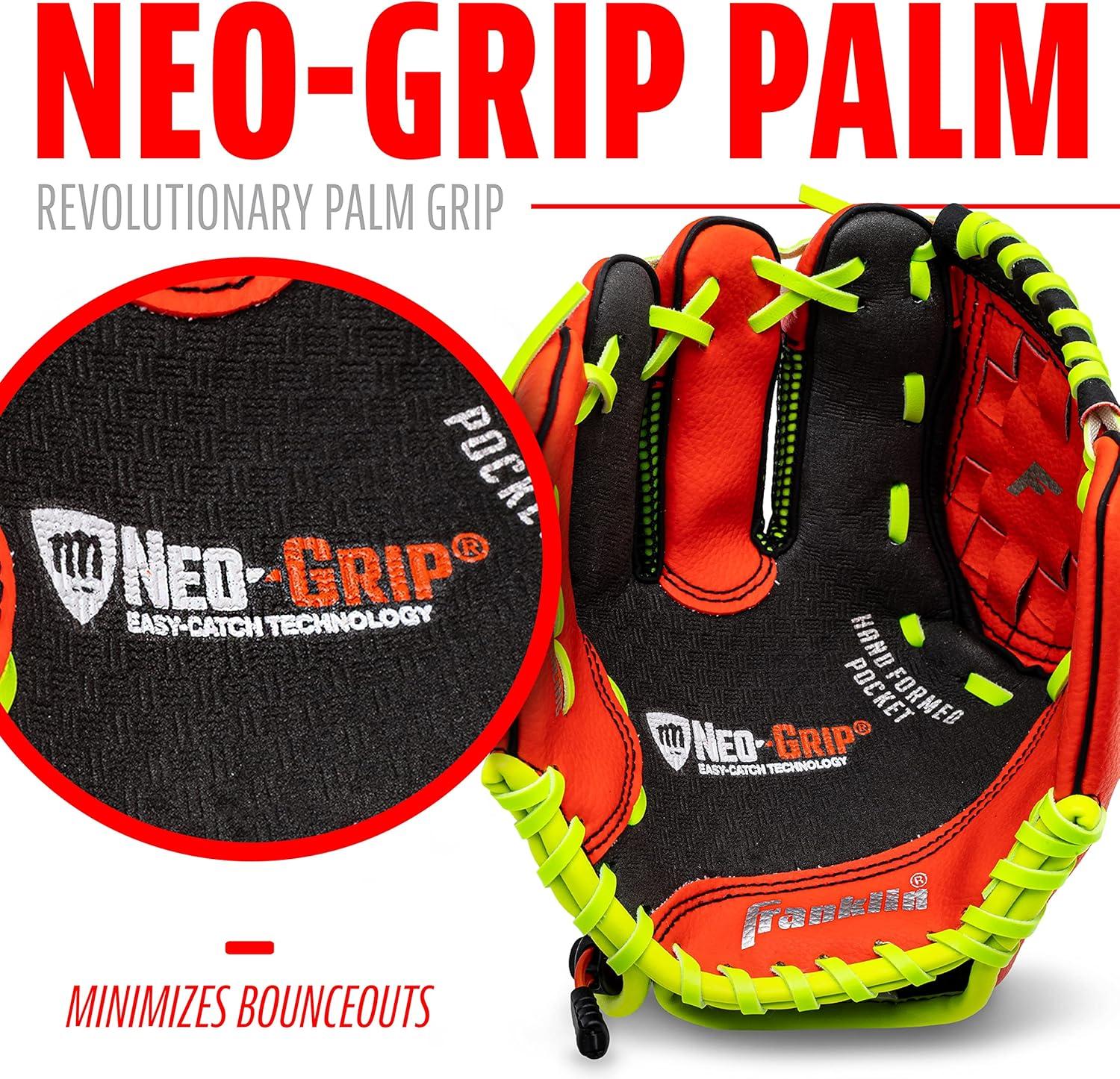 image:imageFranklin Sports Kids Baseball Glove NeoGrip Boys Girls Youth Tball Glove Teeball Baseball Softball MittRed