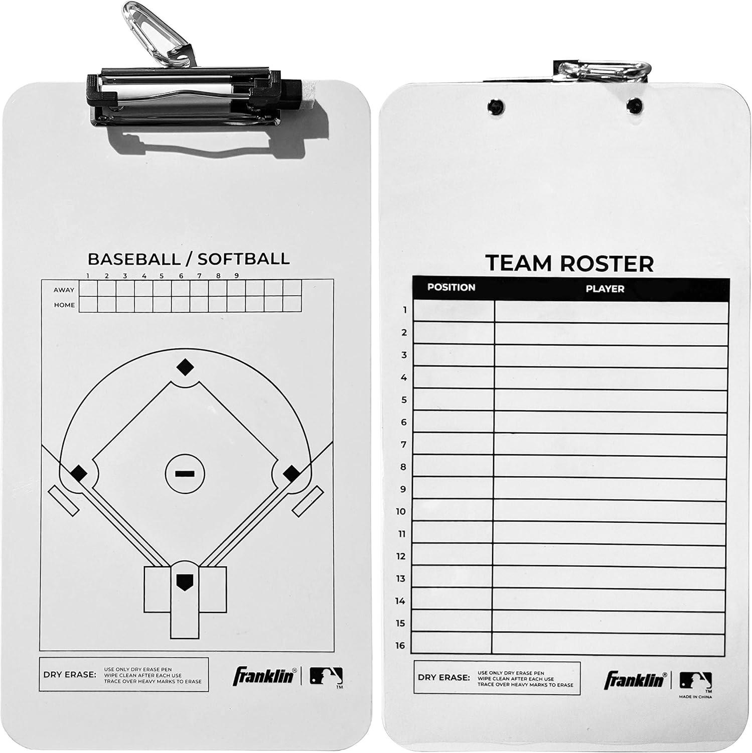 image:imageFranklin Sports MLB Baseball Softball Clipboard Coaches Dry Erase Whiteboard Marker Coaching Board for Lineup Roster Baseball Softball Dry Erase Coaching Clipboard