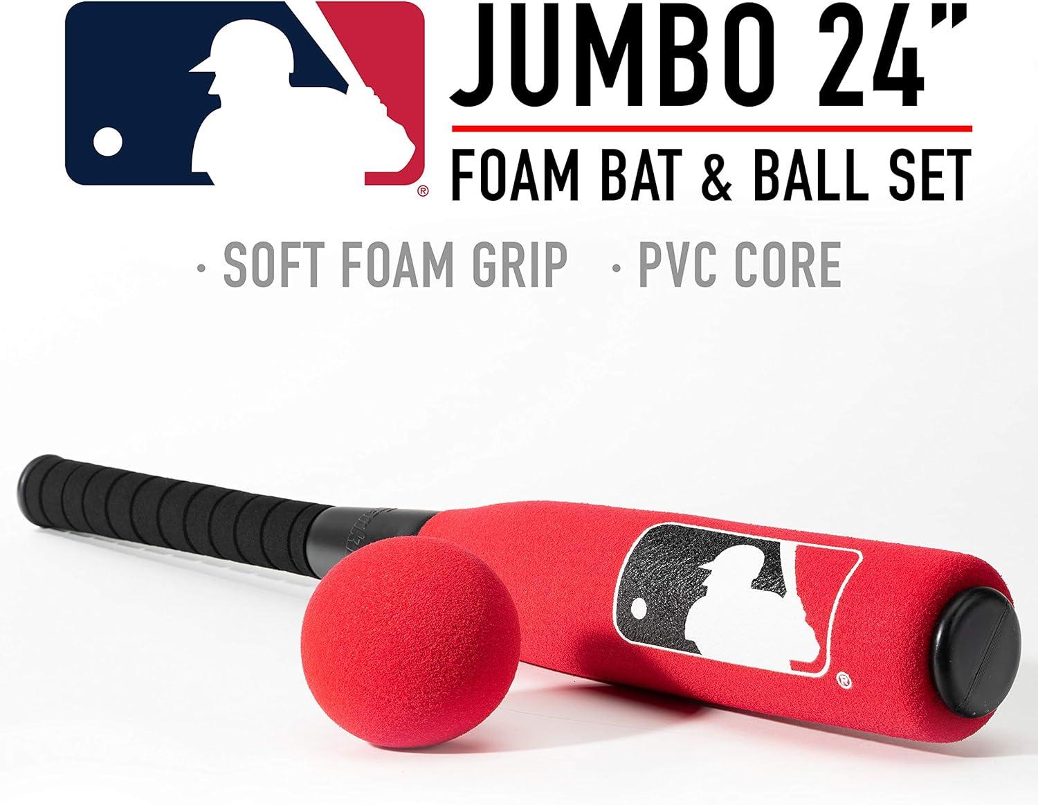 image:imageFranklin Sports MLB Kids Foam Baseball Bat Ball Sets Indoor Outdoor Soft Foam Baseball Bats for Kids Toddlers Regular Jumbo Barrels 24 or 27 LengthRed