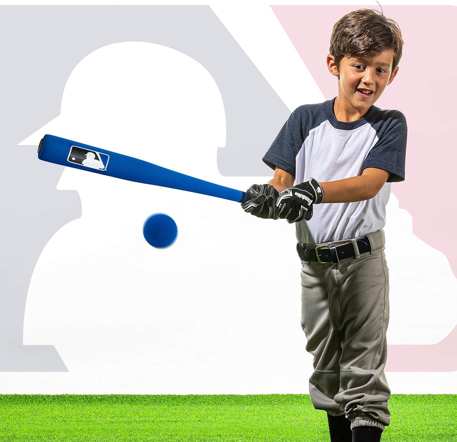 image:imageFranklin Sports MLB Kids Foam Baseball Bat Ball Sets Indoor Outdoor Soft Foam Baseball Bats for Kids Toddlers Regular Jumbo Barrels 24 or 27 LengthBlue