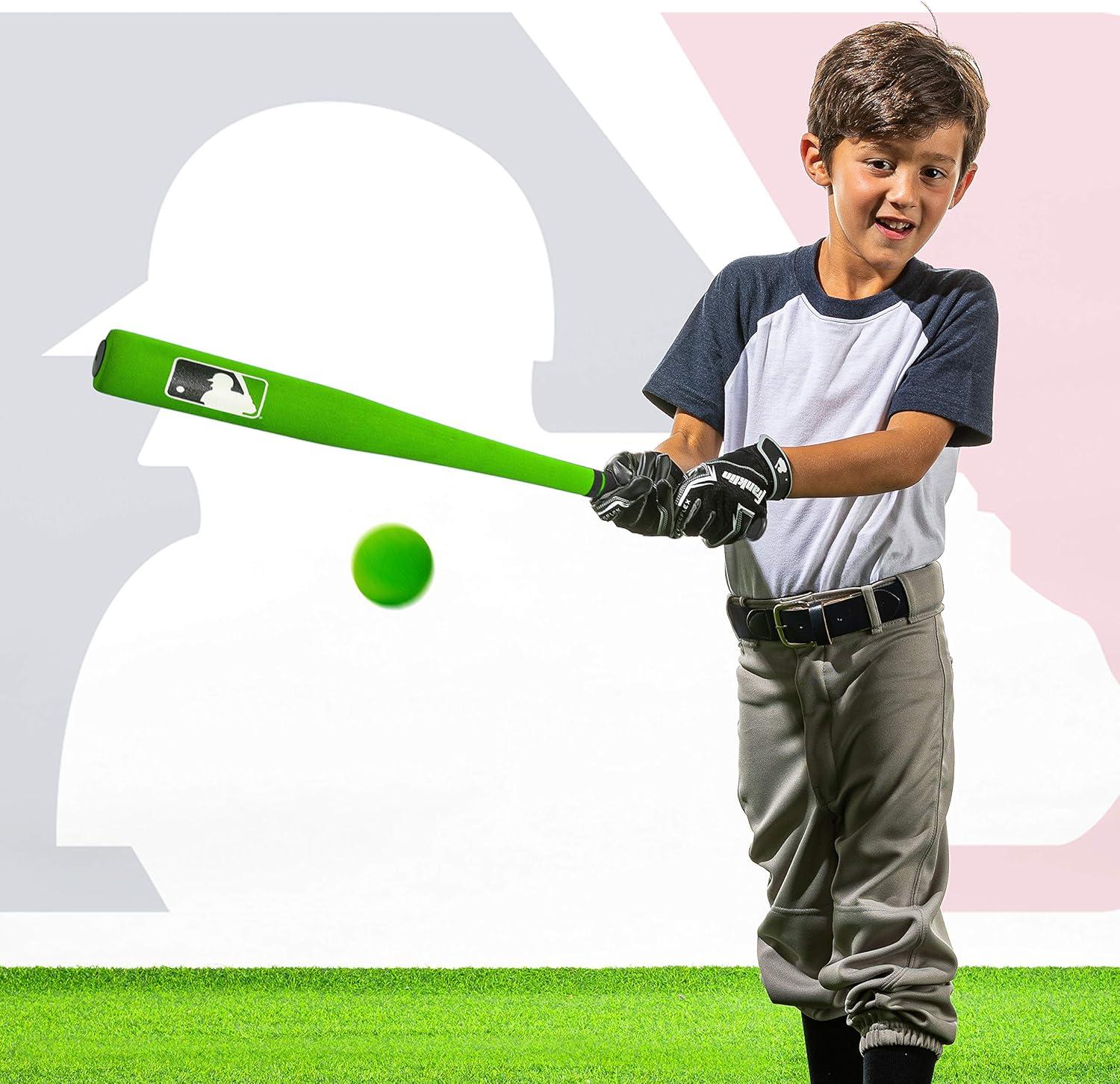 image:imageFranklin Sports MLB Kids Foam Baseball Bat Ball Sets Indoor Outdoor Soft Foam Baseball Bats for Kids Toddlers Regular Jumbo Barrels 24 or 27 LengthGreen