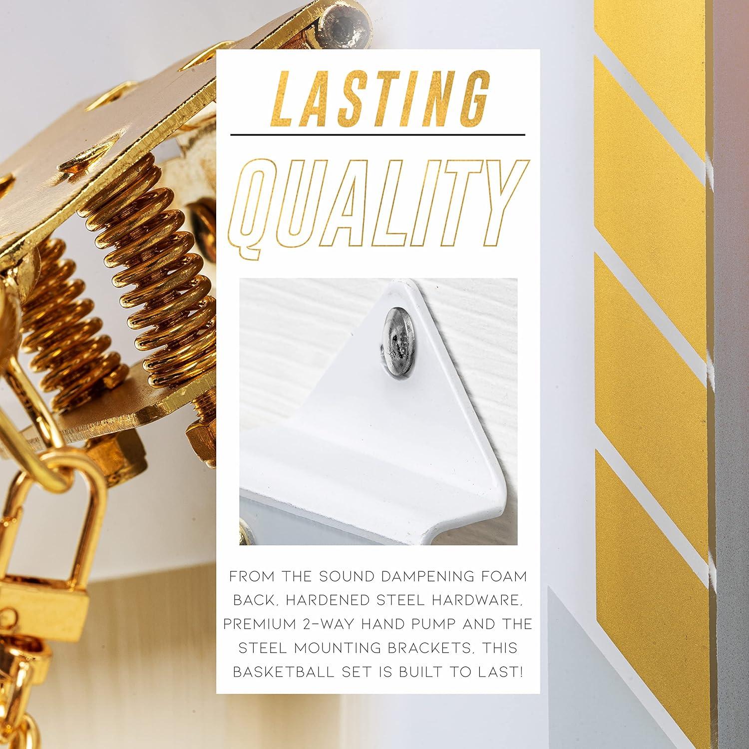 image:imageFranklin Sports Mini Basketball Hoop Premium Gold Chrome Wall Mounted Backboard Mini Hoop with Rim Net Ball Included Perfect Bedroom Accessory