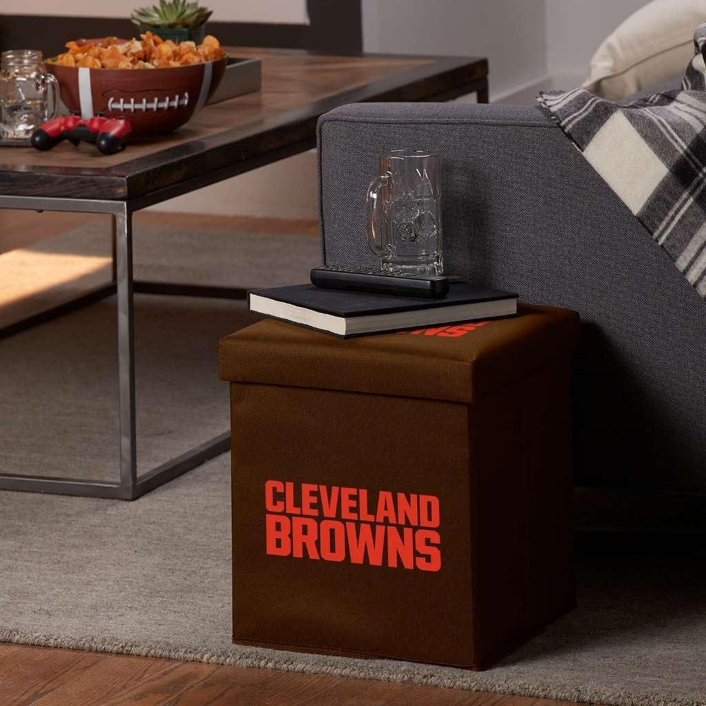 image:imageFranklin Sports NFL Storage Ottoman Container Folding Organizer Bins Office Bedroom Living Room Decor 14 x 14Cleveland Browns