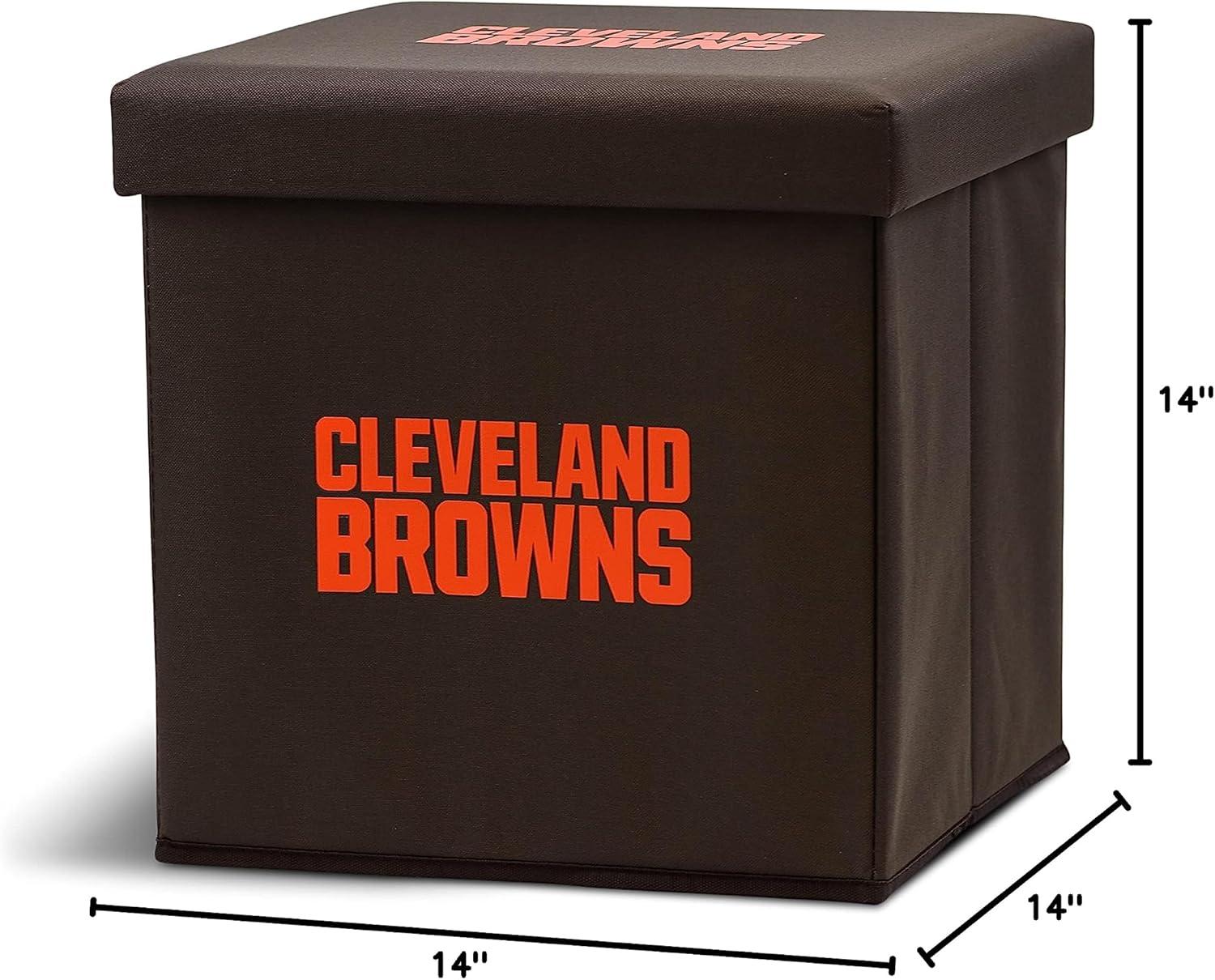 image:imageFranklin Sports NFL Storage Ottoman Container Folding Organizer Bins Office Bedroom Living Room Decor 14 x 14Cleveland Browns