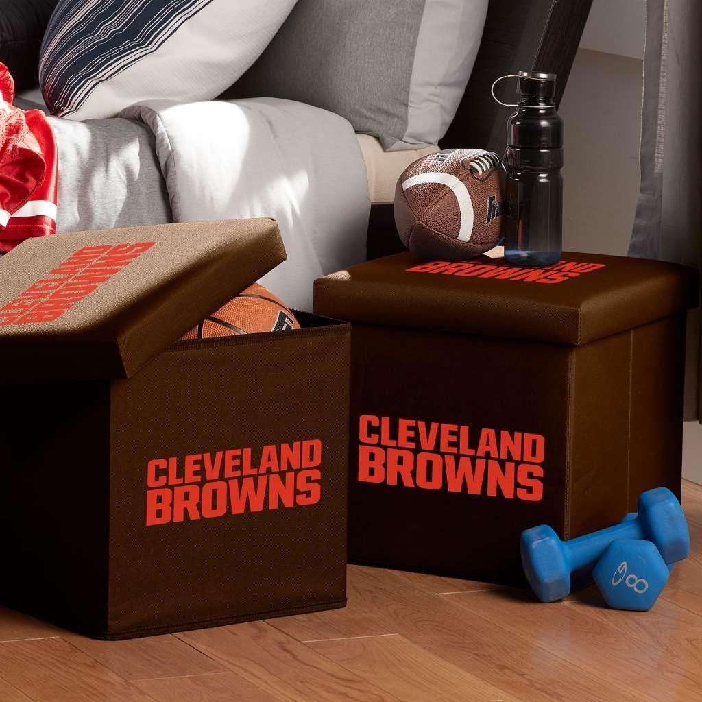 image:imageFranklin Sports NFL Storage Ottoman Container Folding Organizer Bins Office Bedroom Living Room Decor 14 x 14Cleveland Browns