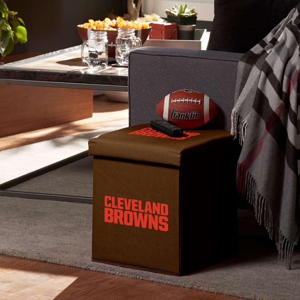 image:imageFranklin Sports NFL Storage Ottoman Container Folding Organizer Bins Office Bedroom Living Room Decor 14 x 14Cleveland Browns