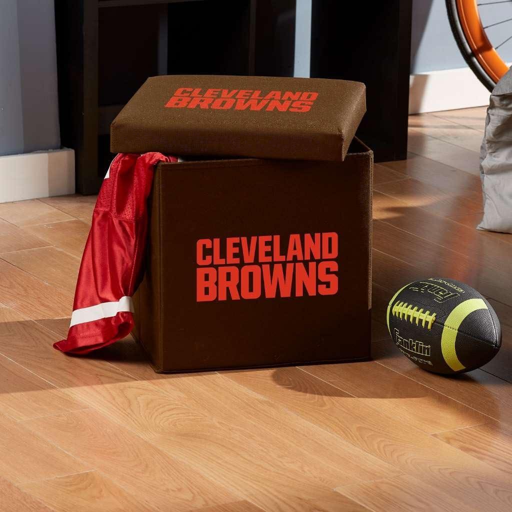 image:imageFranklin Sports NFL Storage Ottoman Container Folding Organizer Bins Office Bedroom Living Room Decor 14 x 14Cleveland Browns