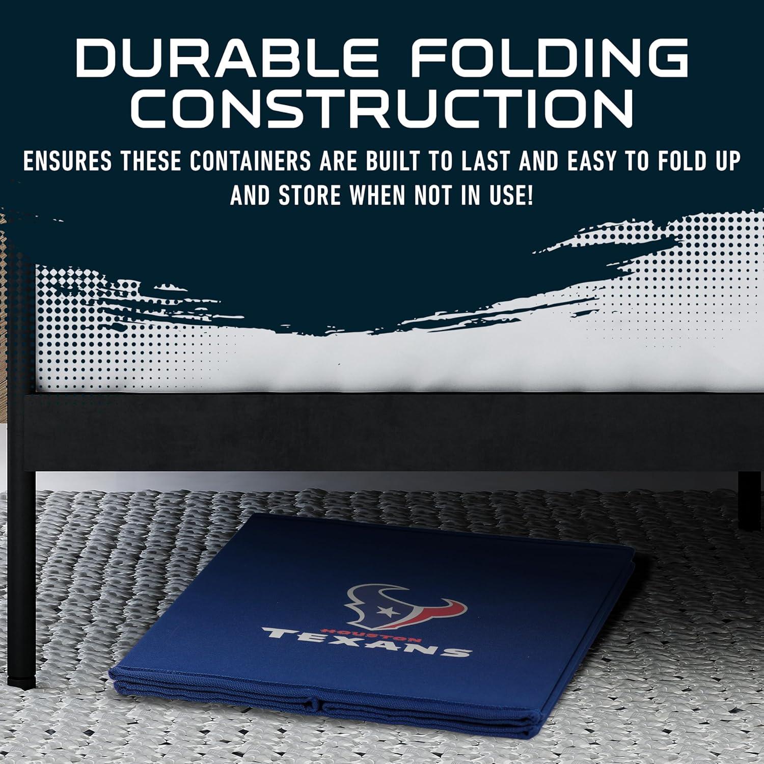 image:imageFranklin Sports NFL Storage Ottoman Container Folding Organizer Bins Office Bedroom Living Room Decor 14 x 14Houston Texans