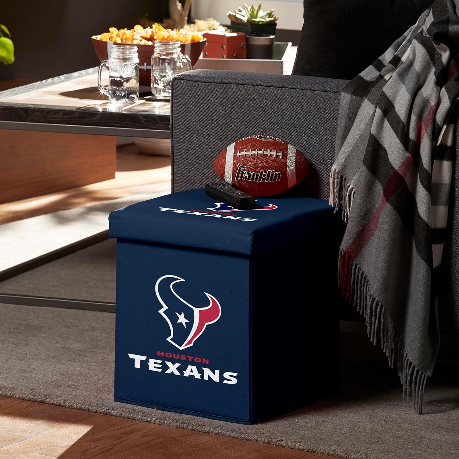 image:imageFranklin Sports NFL Storage Ottoman Container Folding Organizer Bins Office Bedroom Living Room Decor 14 x 14Houston Texans