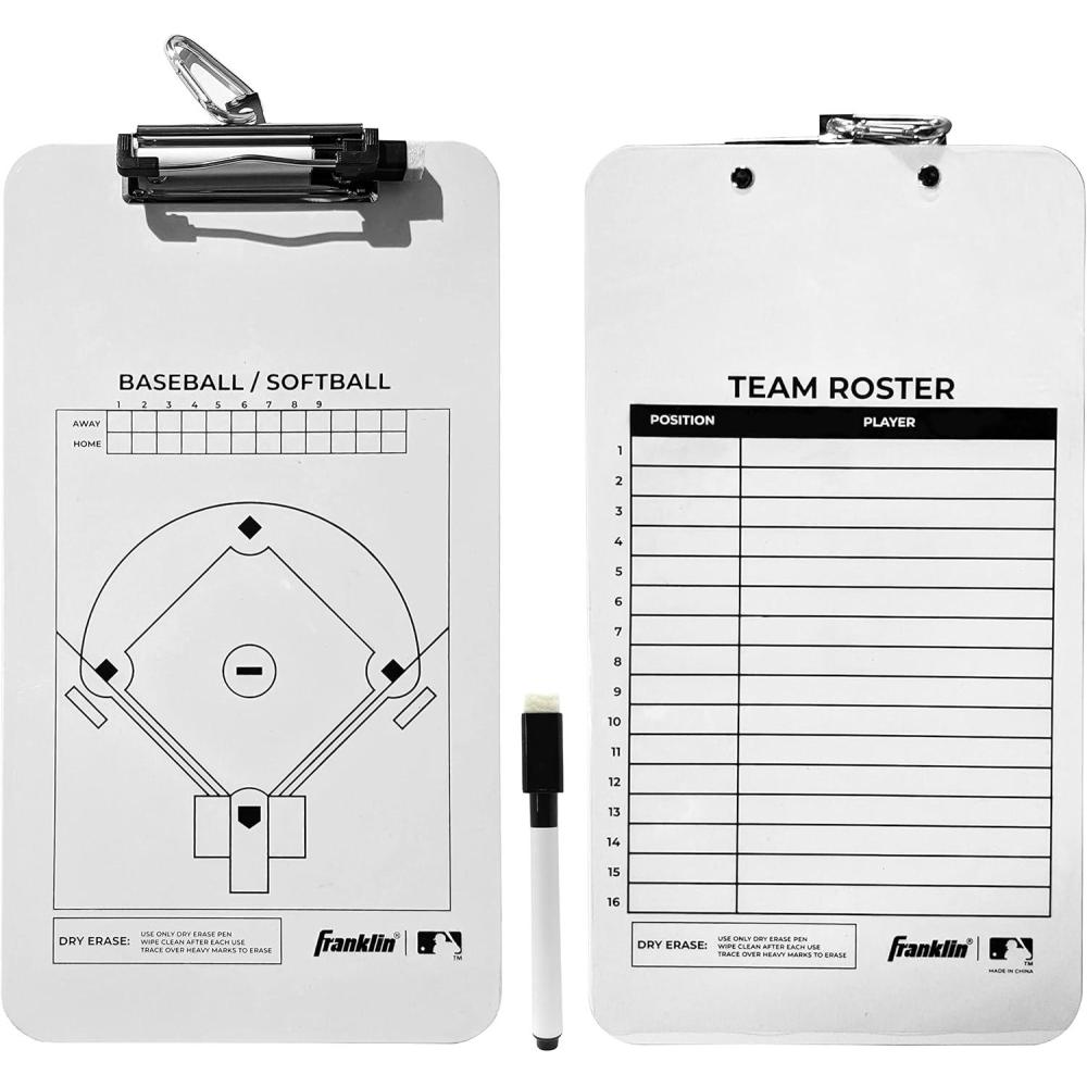 image:imageFranklin Sports MLB Baseball Softball Clipboard Coaches Dry Erase Whiteboard Marker Coaching Board for Lineup Roster Baseball Softball Dry Erase Coaching Clipboard