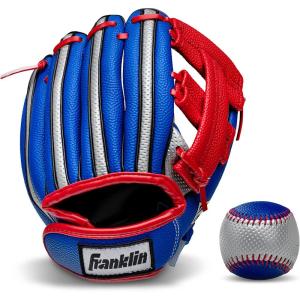 Franklin Sports Air Tech Foam Baseball Glove and Ball Set – Left Thrower(Right Hand Throw with Ball)