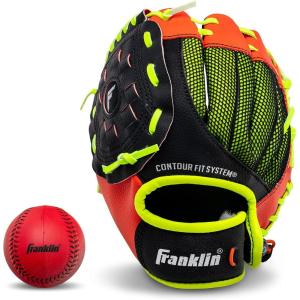 Franklin Sports Kids Baseball Glove – NeoGrip Boys + Girls Youth Tball Glove – Teeball, Baseball + Softball Mitt(Red)