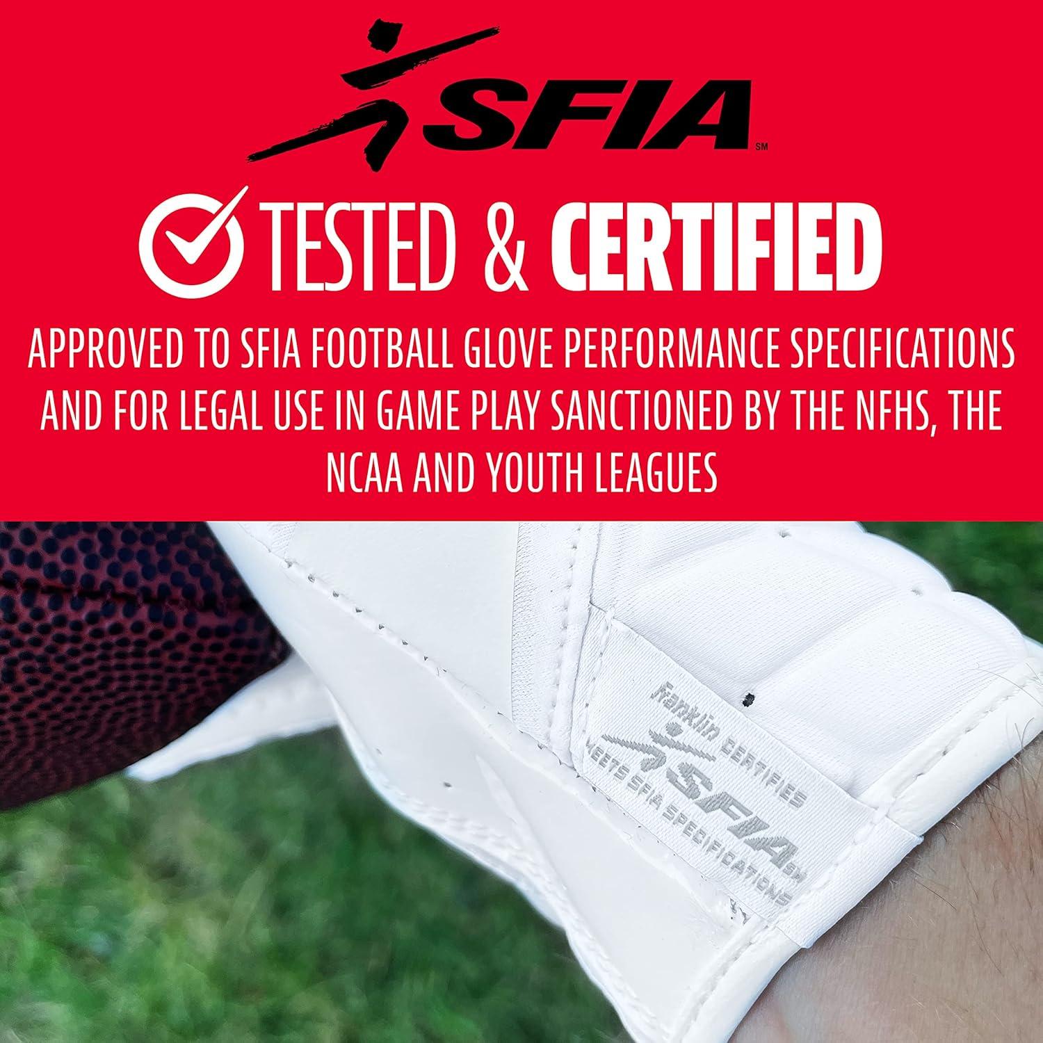 image:imageFranklin Sports Football Receiver Gloves Adult and Youth Football Receiver Gloves ExtraGrip Premium Football Gloves for All Ages HiTack SFIA ApprovedWhite