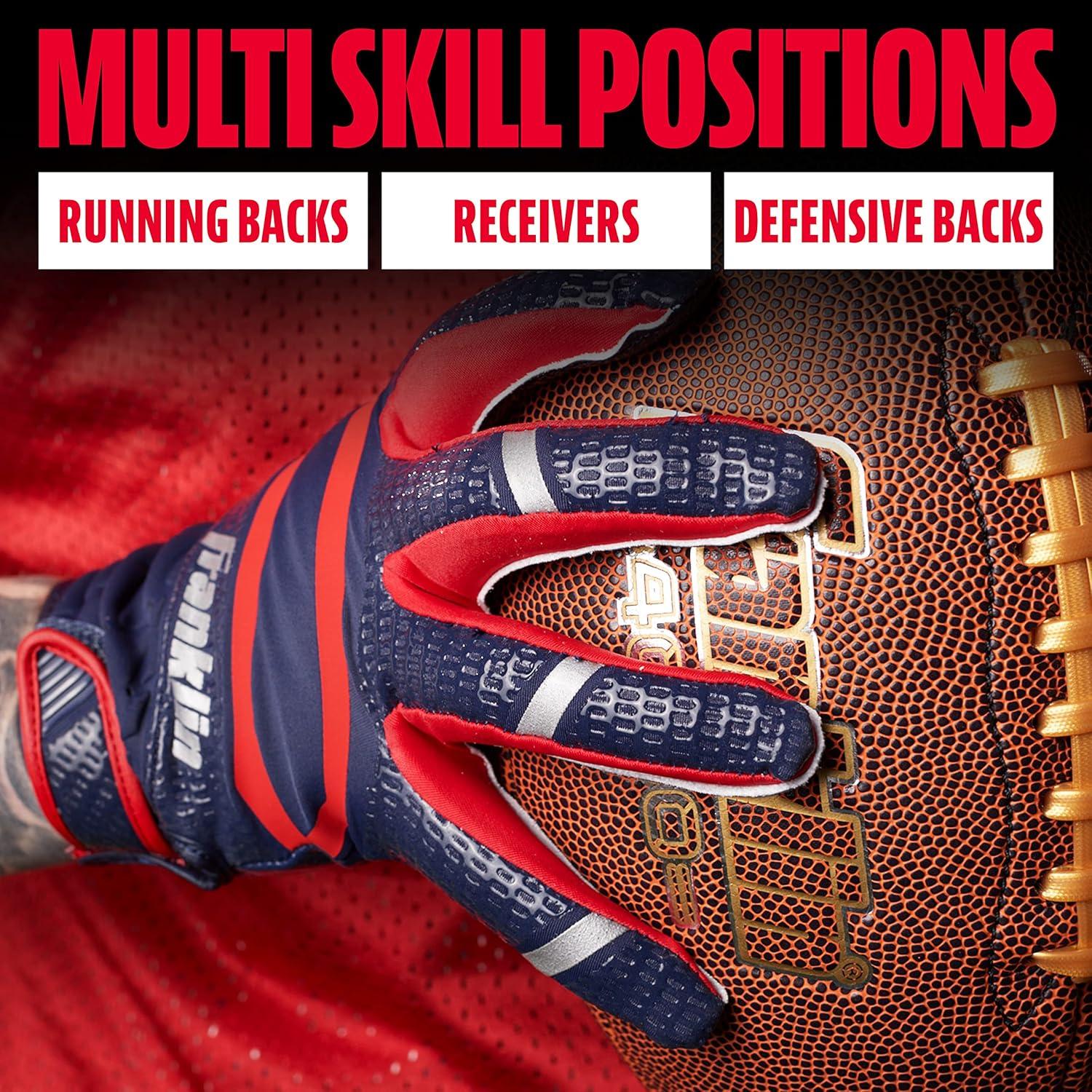image:imageFranklin Sports Football Receiver Gloves Adult and Youth Football Receiver Gloves ExtraGrip Premium Football Gloves for All Ages HiTack SFIA ApprovedNavyRed