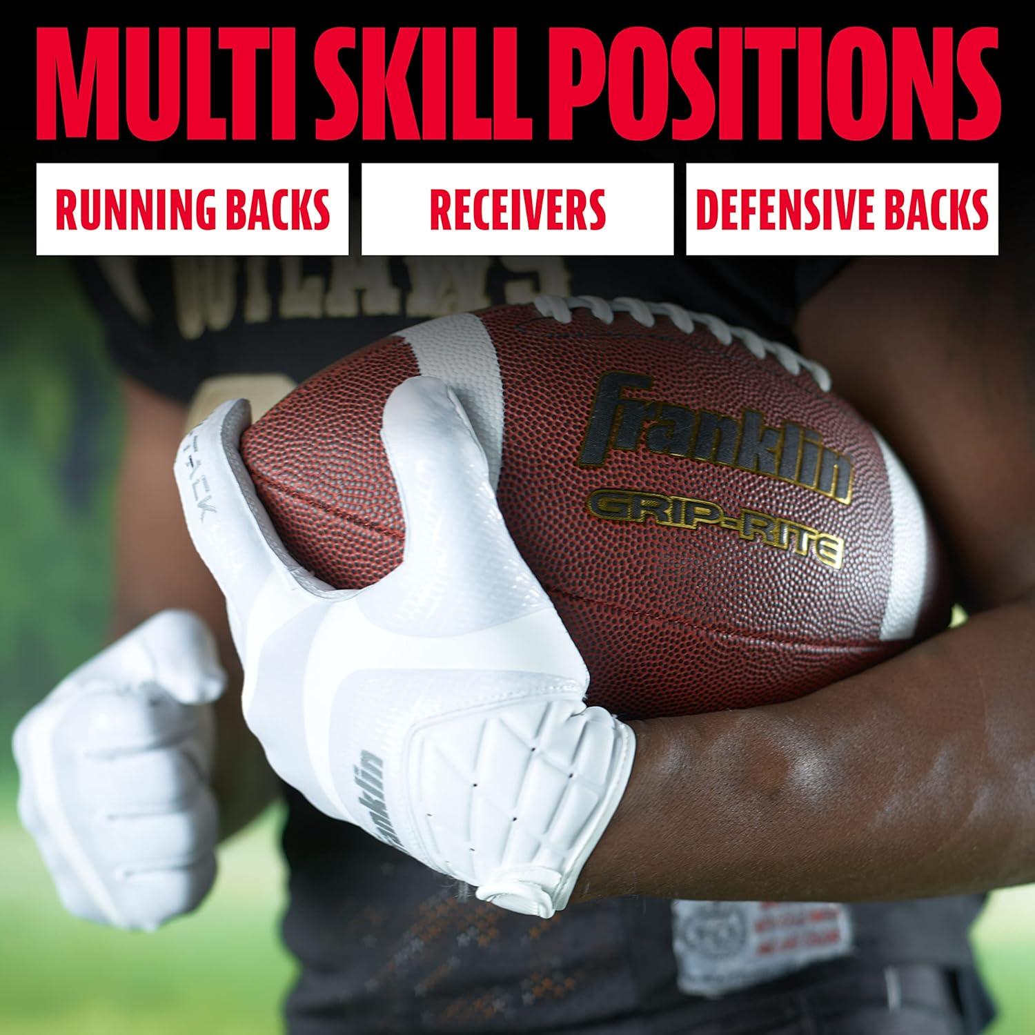image:imageFranklin Sports Football Receiver Gloves Adult and Youth Football Receiver Gloves ExtraGrip Premium Football Gloves for All Ages HiTack SFIA ApprovedWhite