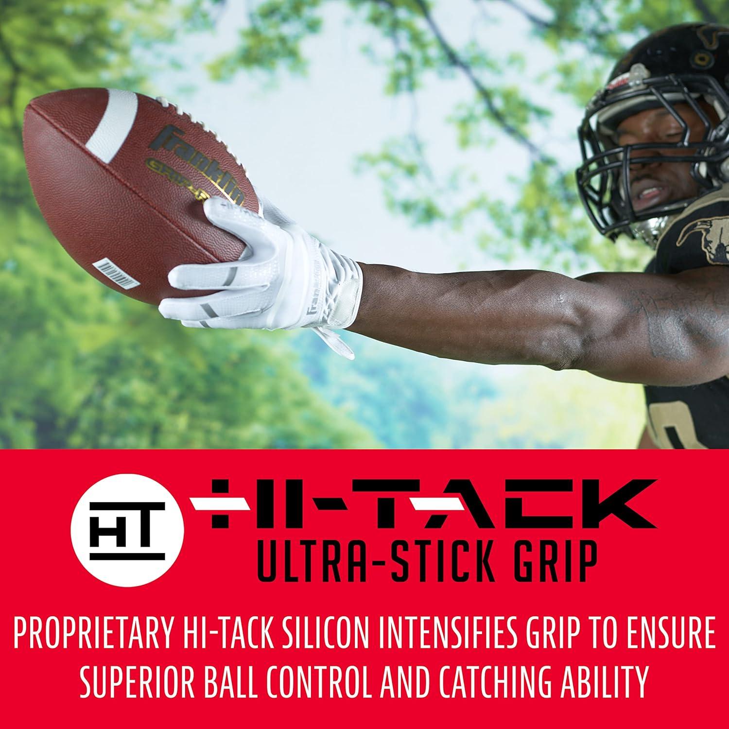 image:imageFranklin Sports Football Receiver Gloves Adult and Youth Football Receiver Gloves ExtraGrip Premium Football Gloves for All Ages HiTack SFIA ApprovedWhite