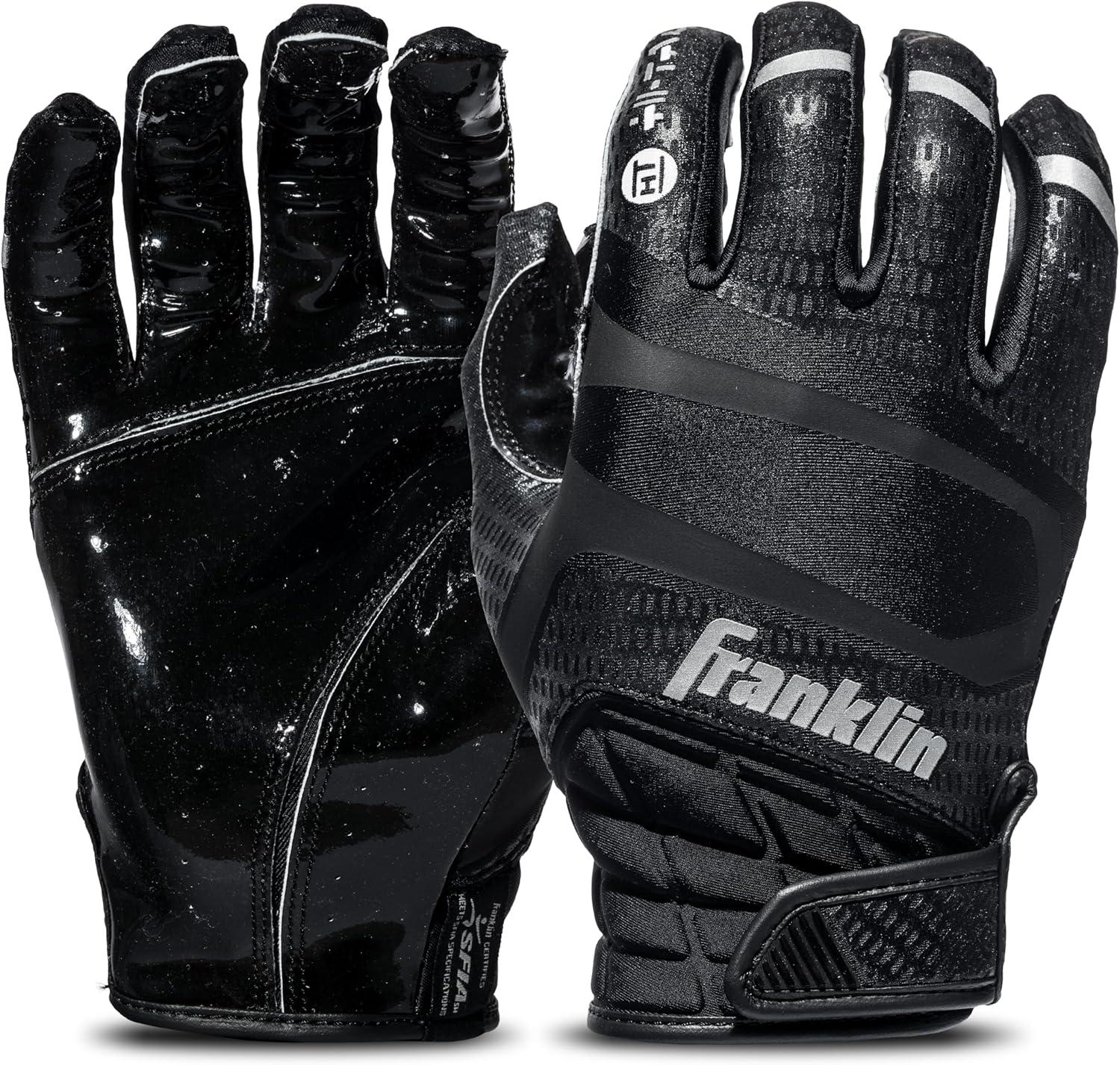 image:imageFranklin Sports Football Receiver Gloves Adult and Youth Football Receiver Gloves ExtraGrip Premium Football Gloves for All Ages HiTack SFIA ApprovedBlack