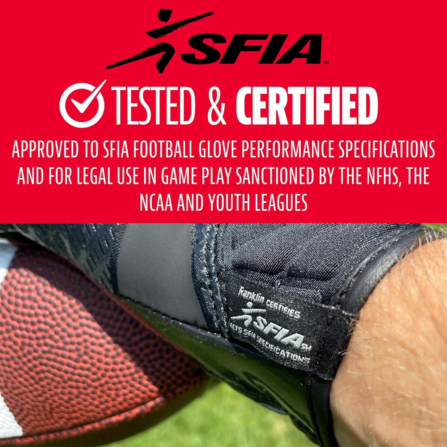 image:imageFranklin Sports Football Receiver Gloves Adult and Youth Football Receiver Gloves ExtraGrip Premium Football Gloves for All Ages HiTack SFIA ApprovedBlack