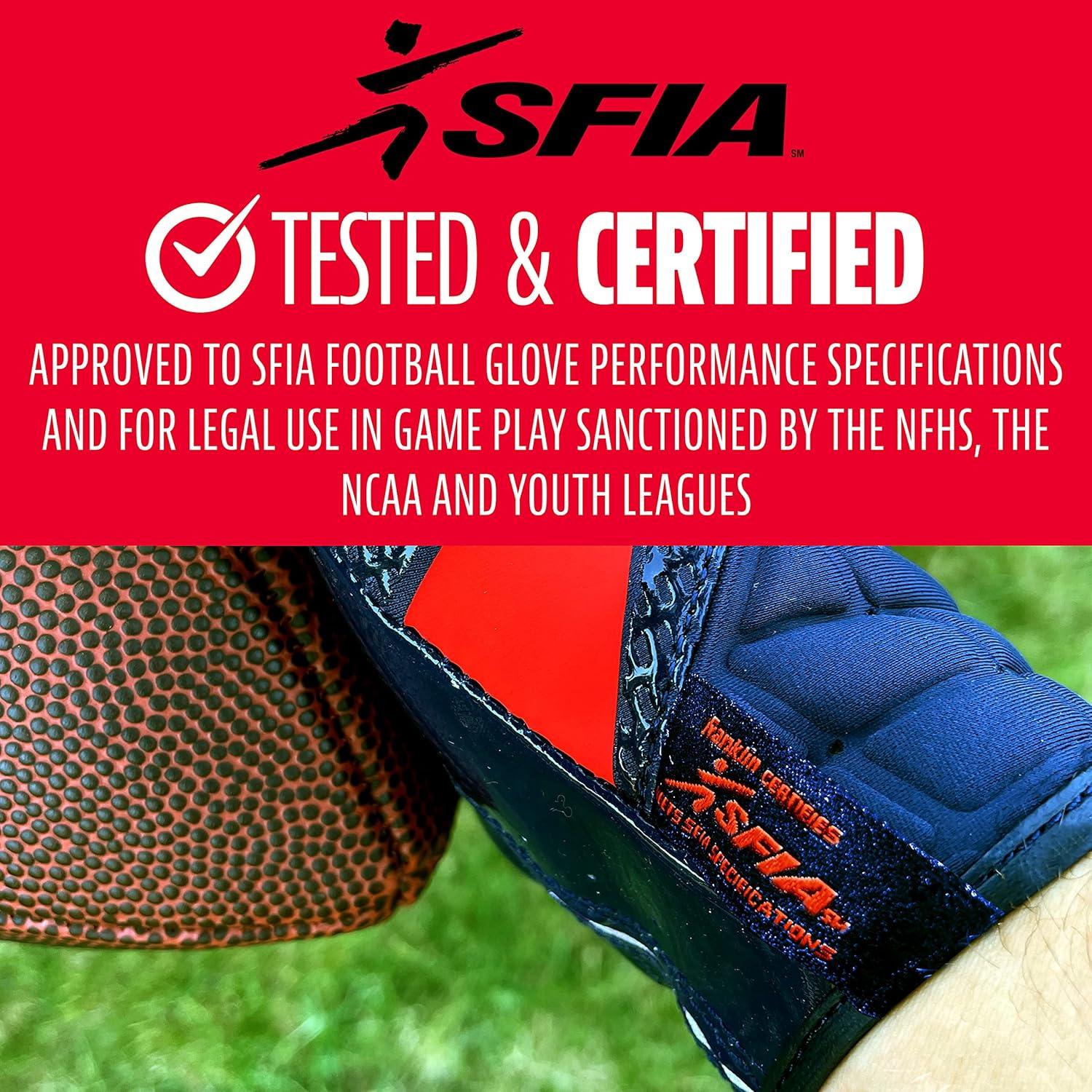 image:imageFranklin Sports Football Receiver Gloves Adult and Youth Football Receiver Gloves ExtraGrip Premium Football Gloves for All Ages HiTack SFIA ApprovedNavyRed