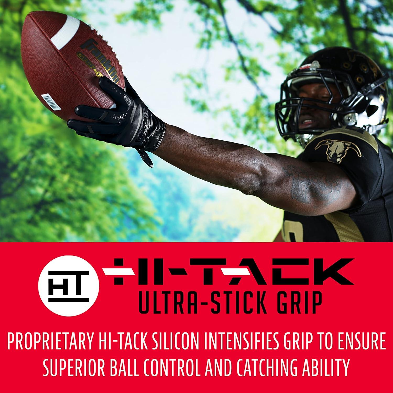 image:imageFranklin Sports Football Receiver Gloves Adult and Youth Football Receiver Gloves ExtraGrip Premium Football Gloves for All Ages HiTack SFIA ApprovedBlack