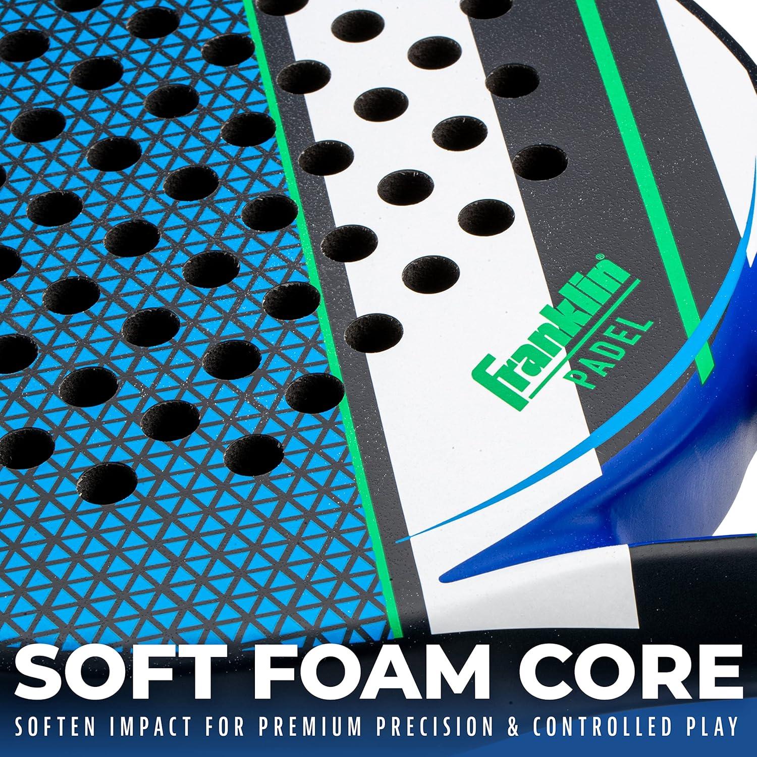 image:imageFranklin Sports Padel Racket Aurora Carbon Fiber Diamond Shape Padel Paddle with Foam Core MAX Grit Surface Pop Tennis Racket 365g Premium for Intermediate Advanced Players Blue