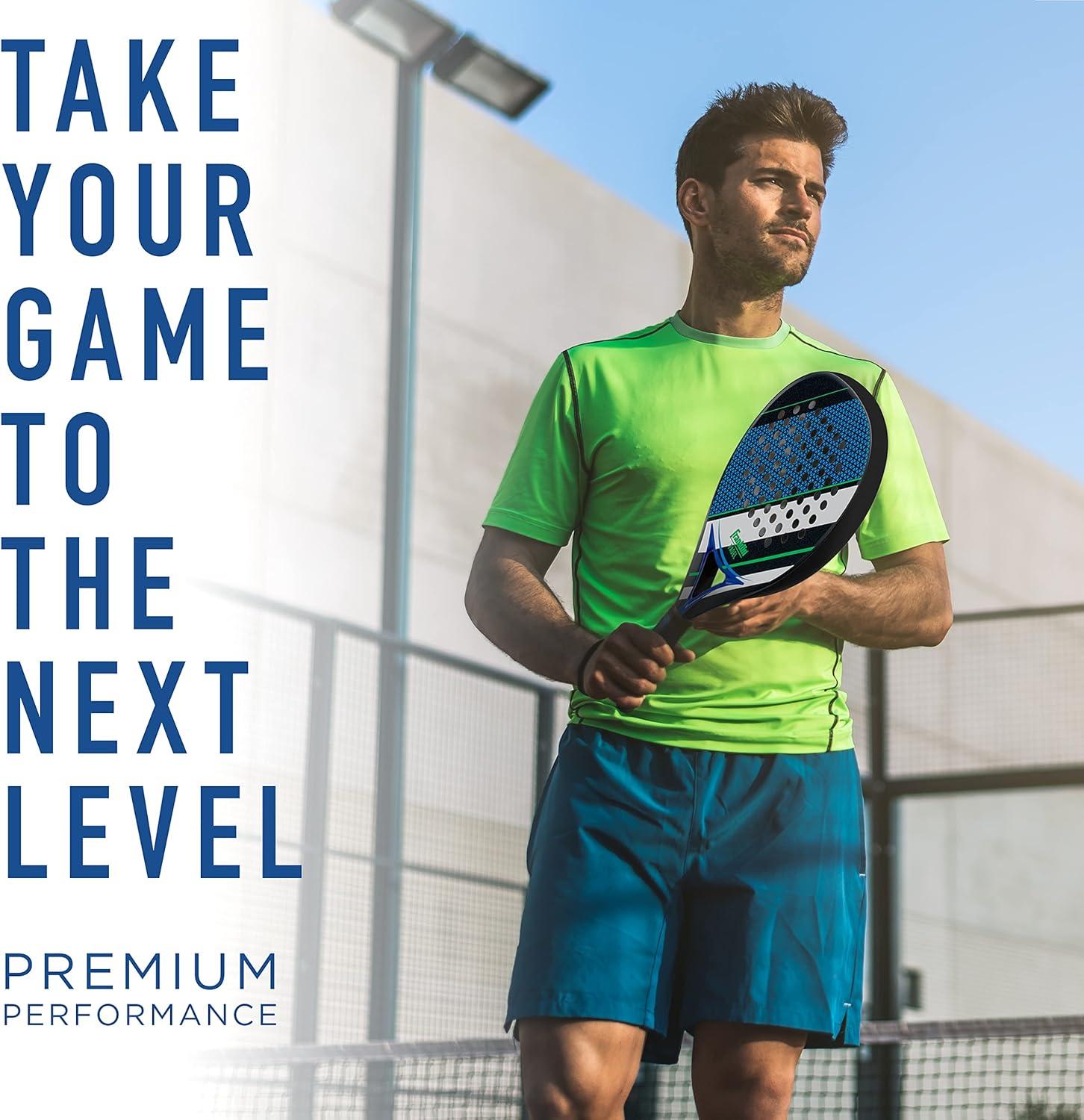 image:imageFranklin Sports Padel Racket Aurora Carbon Fiber Diamond Shape Padel Paddle with Foam Core MAX Grit Surface Pop Tennis Racket 365g Premium for Intermediate Advanced Players Blue