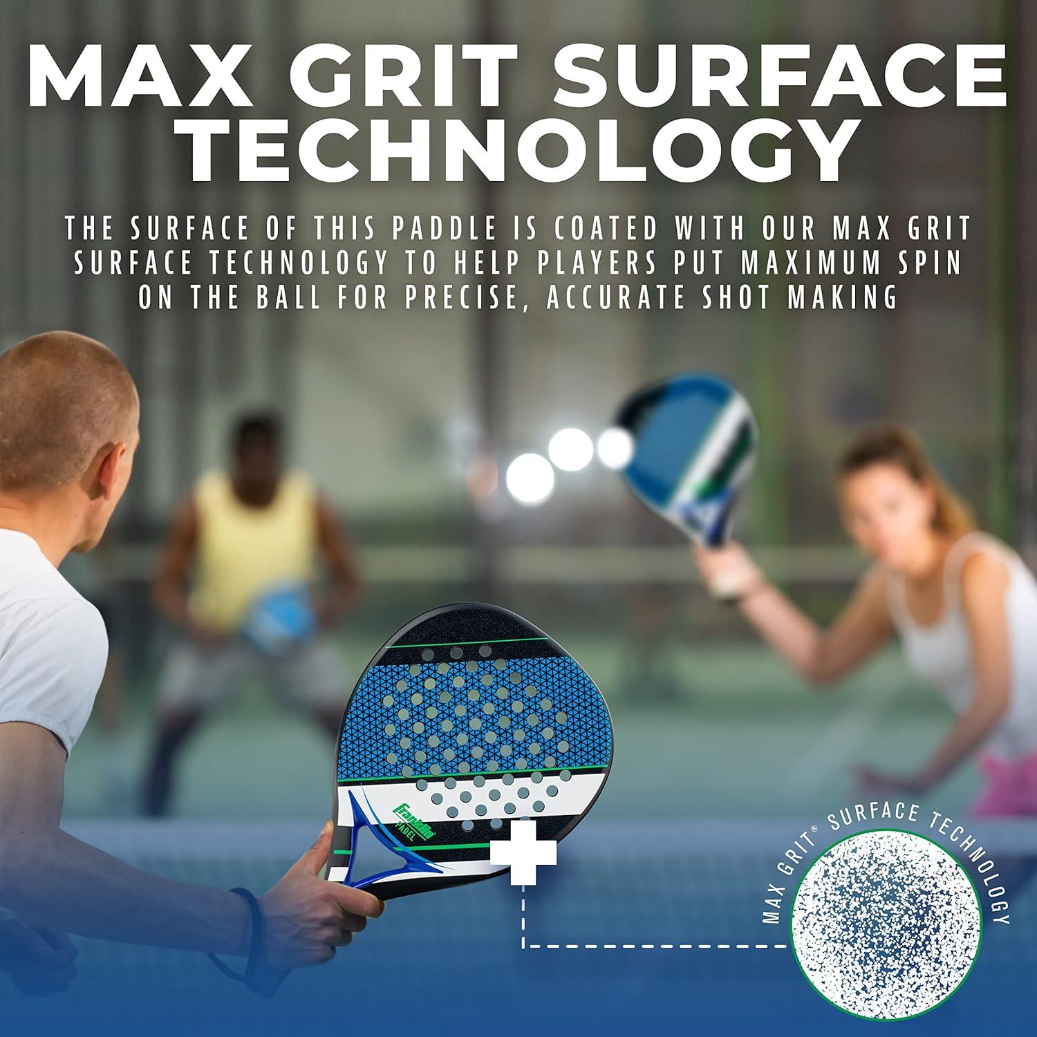 image:imageFranklin Sports Padel Racket Aurora Carbon Fiber Diamond Shape Padel Paddle with Foam Core MAX Grit Surface Pop Tennis Racket 365g Premium for Intermediate Advanced Players Blue