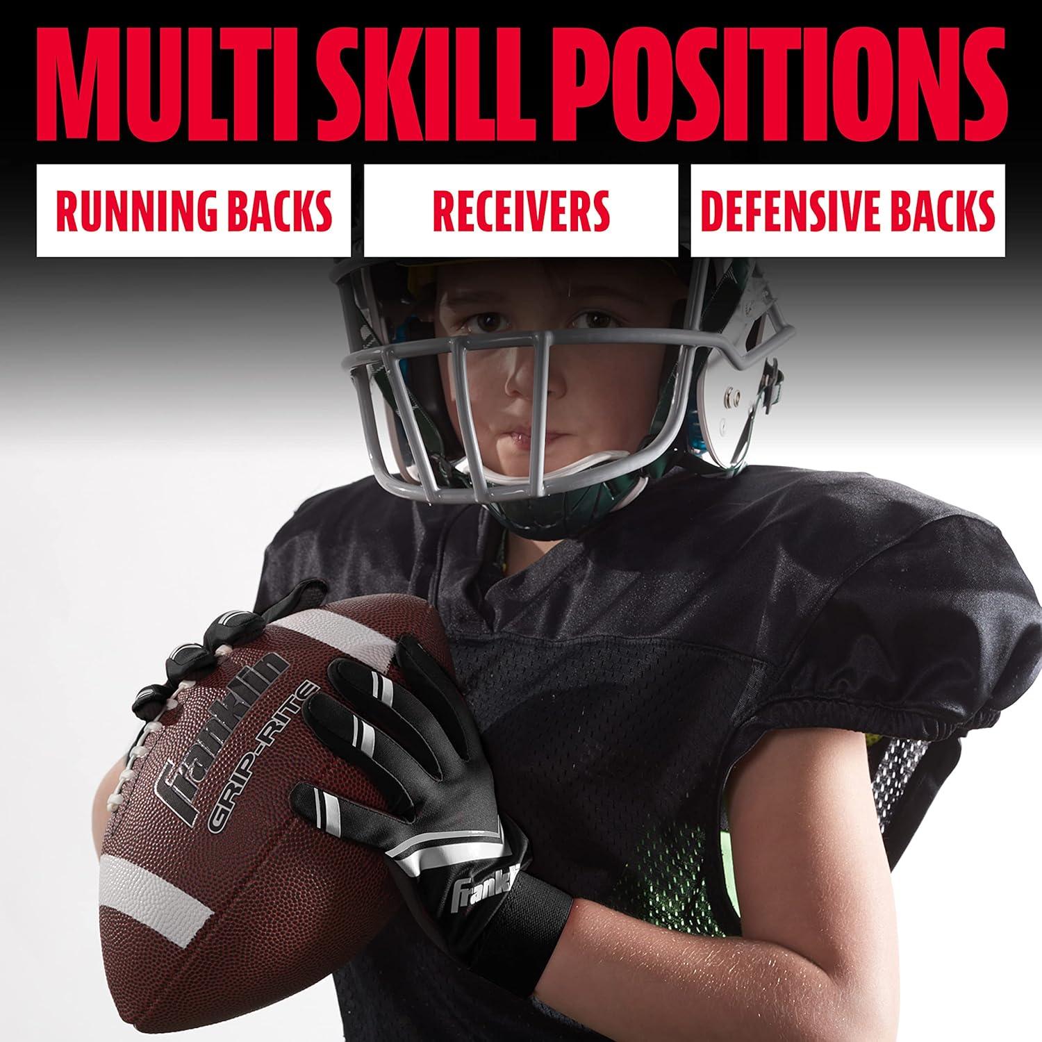 image:imageFranklin Sports Youth Football Receiver Gloves Shoktak Youth Gloves Kids Football High GripBlack