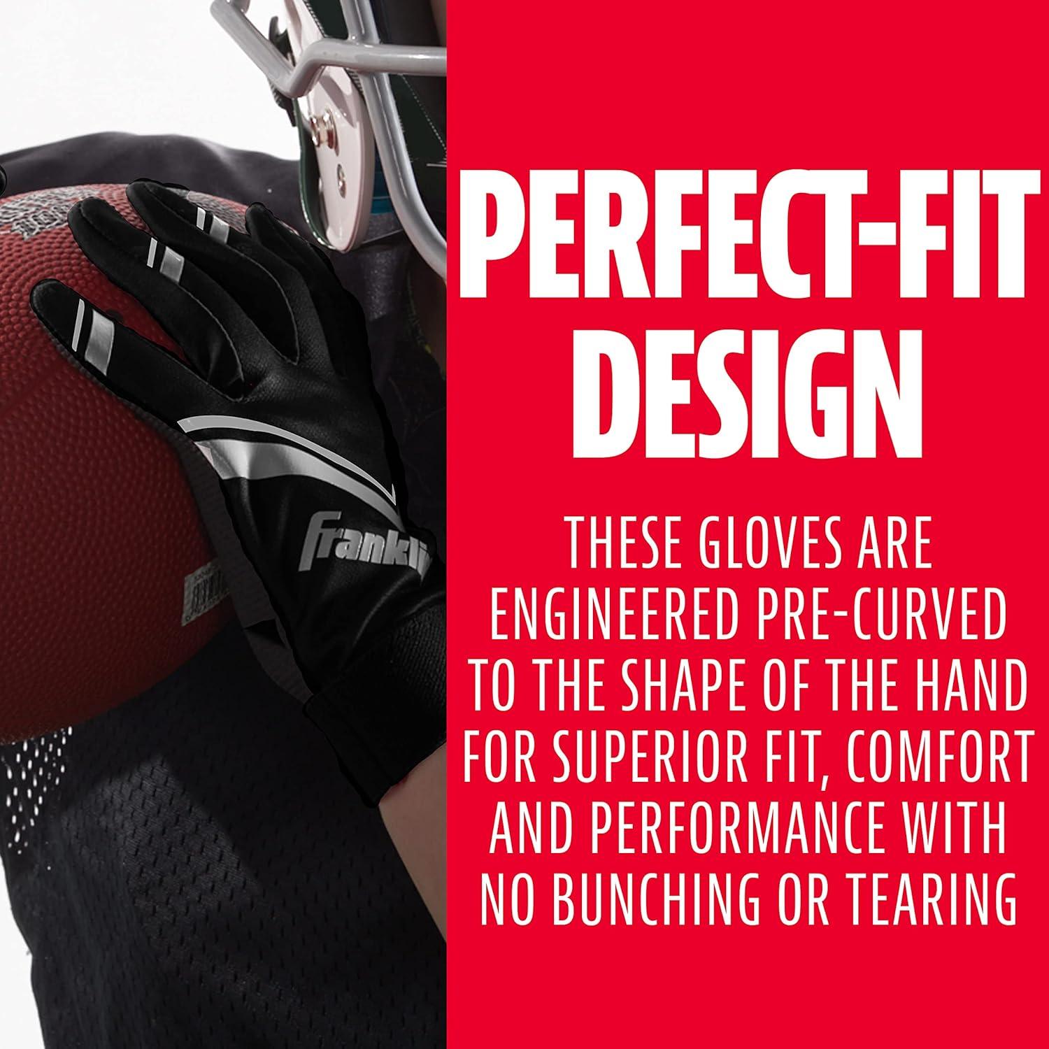 image:imageFranklin Sports Youth Football Receiver Gloves Shoktak Youth Gloves Kids Football High GripBlack