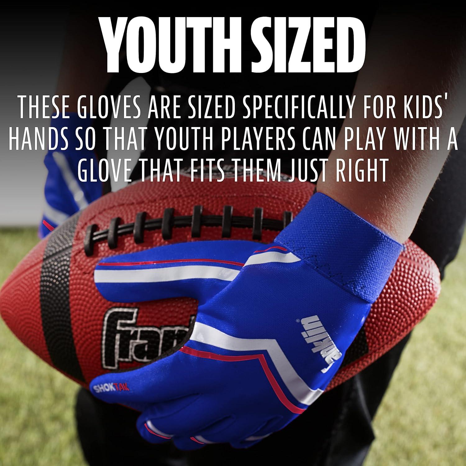 image:imageFranklin Sports Youth Football Receiver Gloves Shoktak Youth Gloves Kids Football High GripBlue