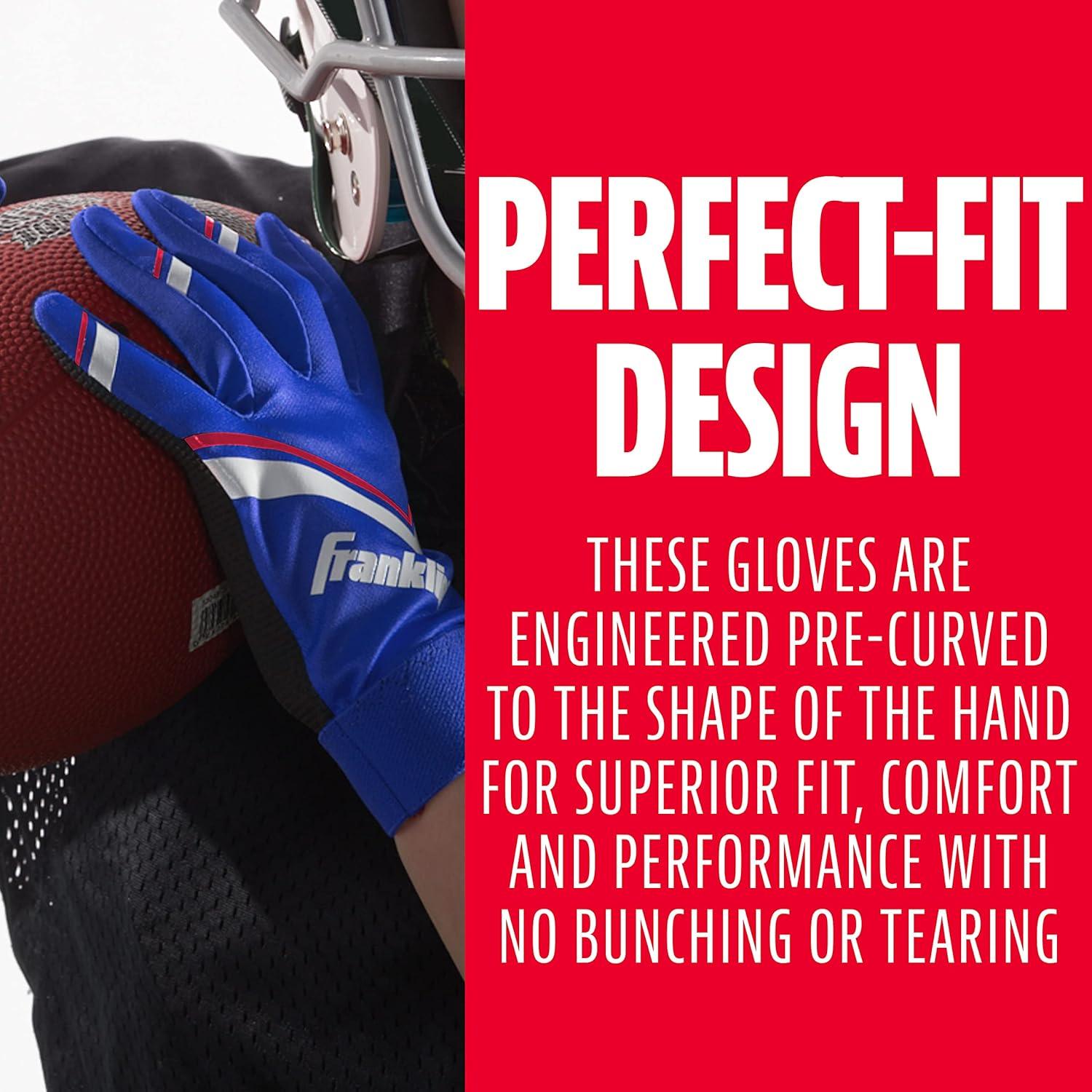 image:imageFranklin Sports Youth Football Receiver Gloves Shoktak Youth Gloves Kids Football High GripBlue