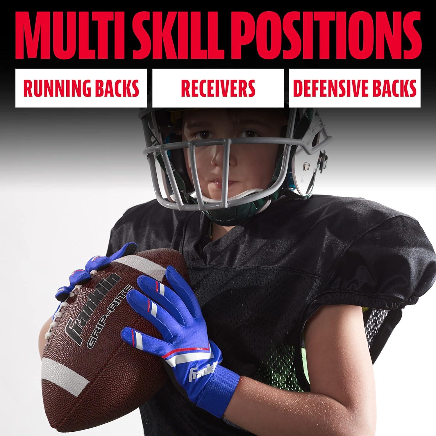 image:imageFranklin Sports Youth Football Receiver Gloves Shoktak Youth Gloves Kids Football High GripBlue