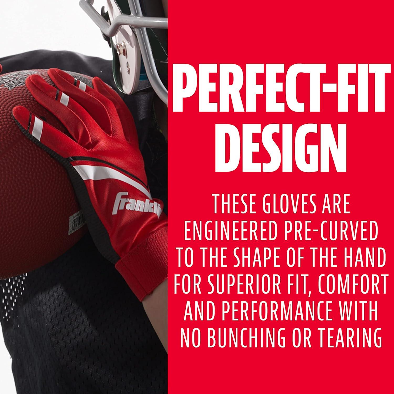 image:imageFranklin Sports Youth Football Receiver Gloves Shoktak Youth Gloves Kids Football High GripRed