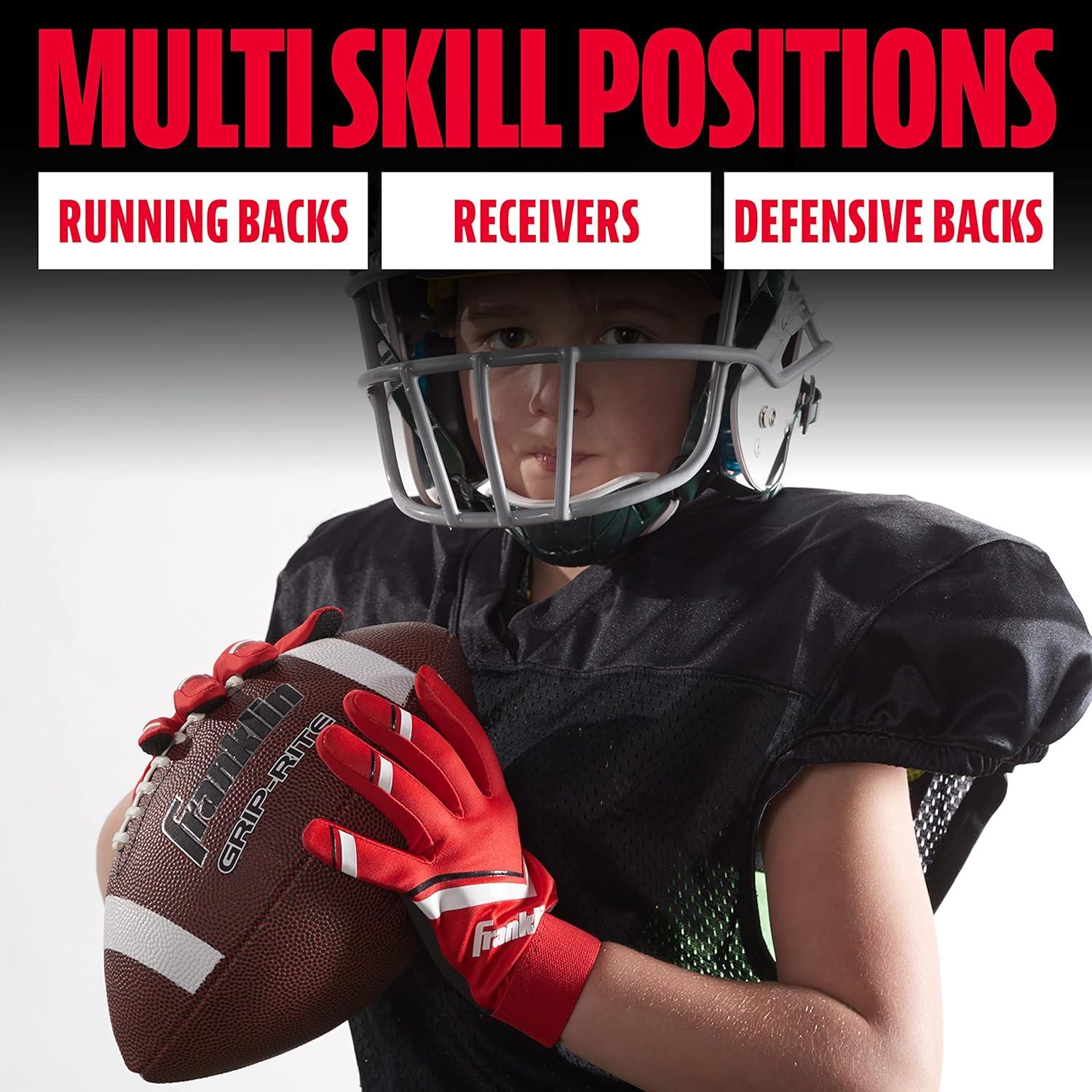 image:imageFranklin Sports Youth Football Receiver Gloves Shoktak Youth Gloves Kids Football High GripRed