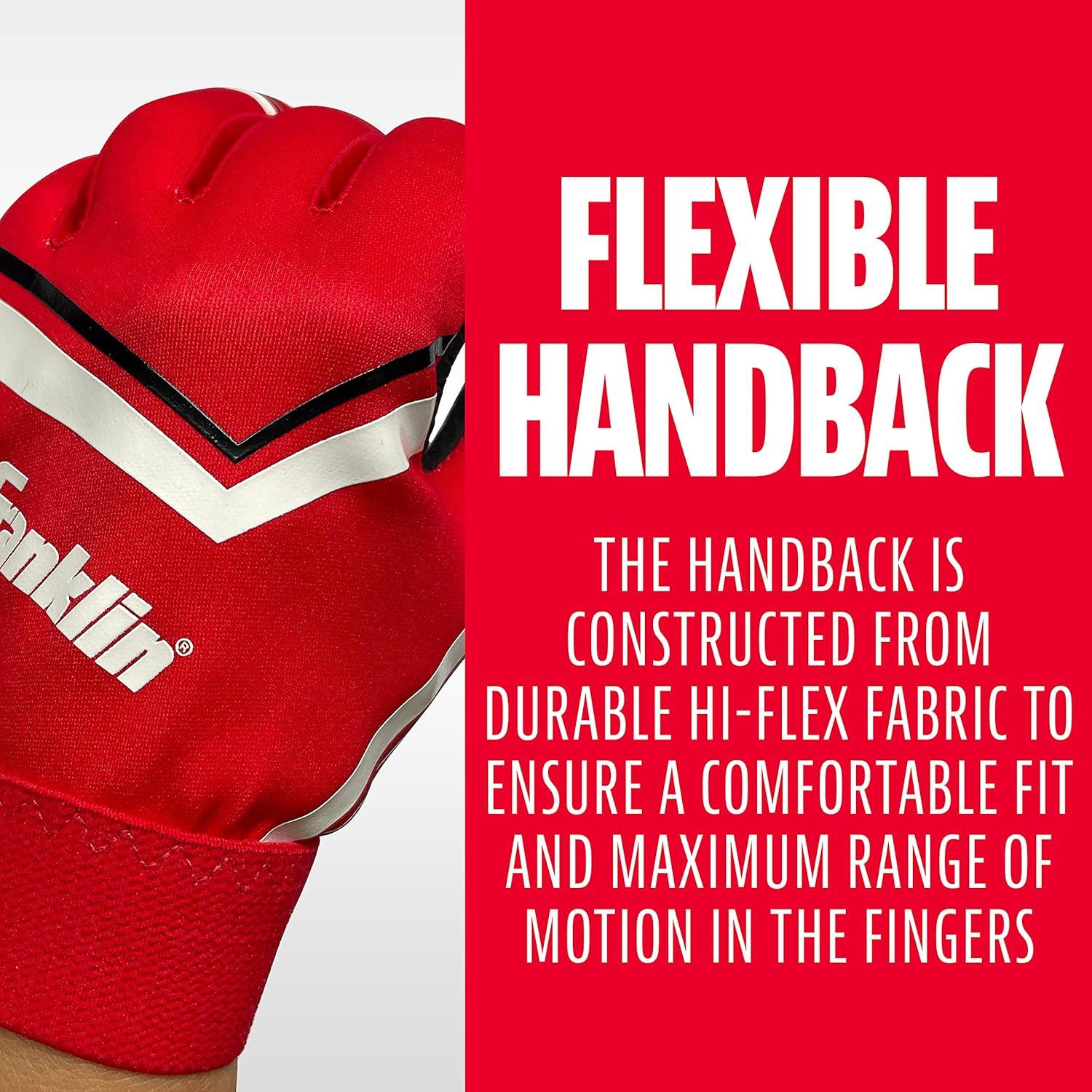 image:imageFranklin Sports Youth Football Receiver Gloves Shoktak Youth Gloves Kids Football High GripRed