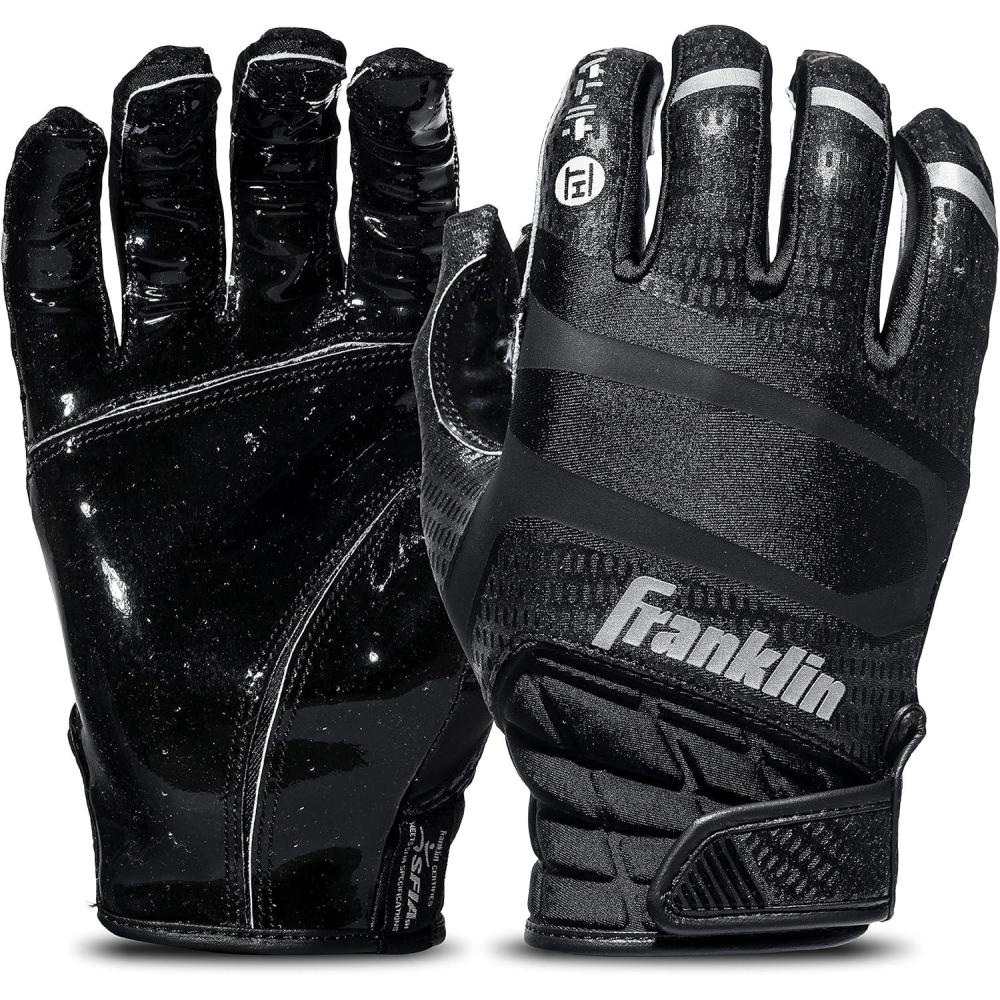 image:imageFranklin Sports Football Receiver Gloves Adult and Youth Football Receiver Gloves ExtraGrip Premium Football Gloves for All Ages HiTack SFIA ApprovedBlack