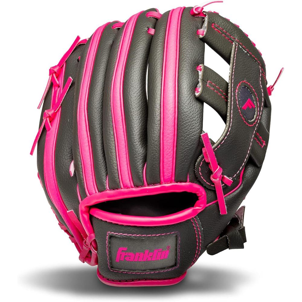 image:imageFranklin Sports KidsBaseball Gloves  RTP Childs Tball Glove  Boys  Girls Teeball Mitt Set  Kids  Toddler  Right or Left Hand Throw  95GrayPink