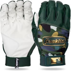Franklin Sports MLB Digitek Baseball Batting Gloves – Adult(White/Forest Green)