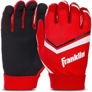 Franklin Sports Youth Football Receiver Gloves – Shoktak Youth Gloves – Kids Football – High Grip(Red)
