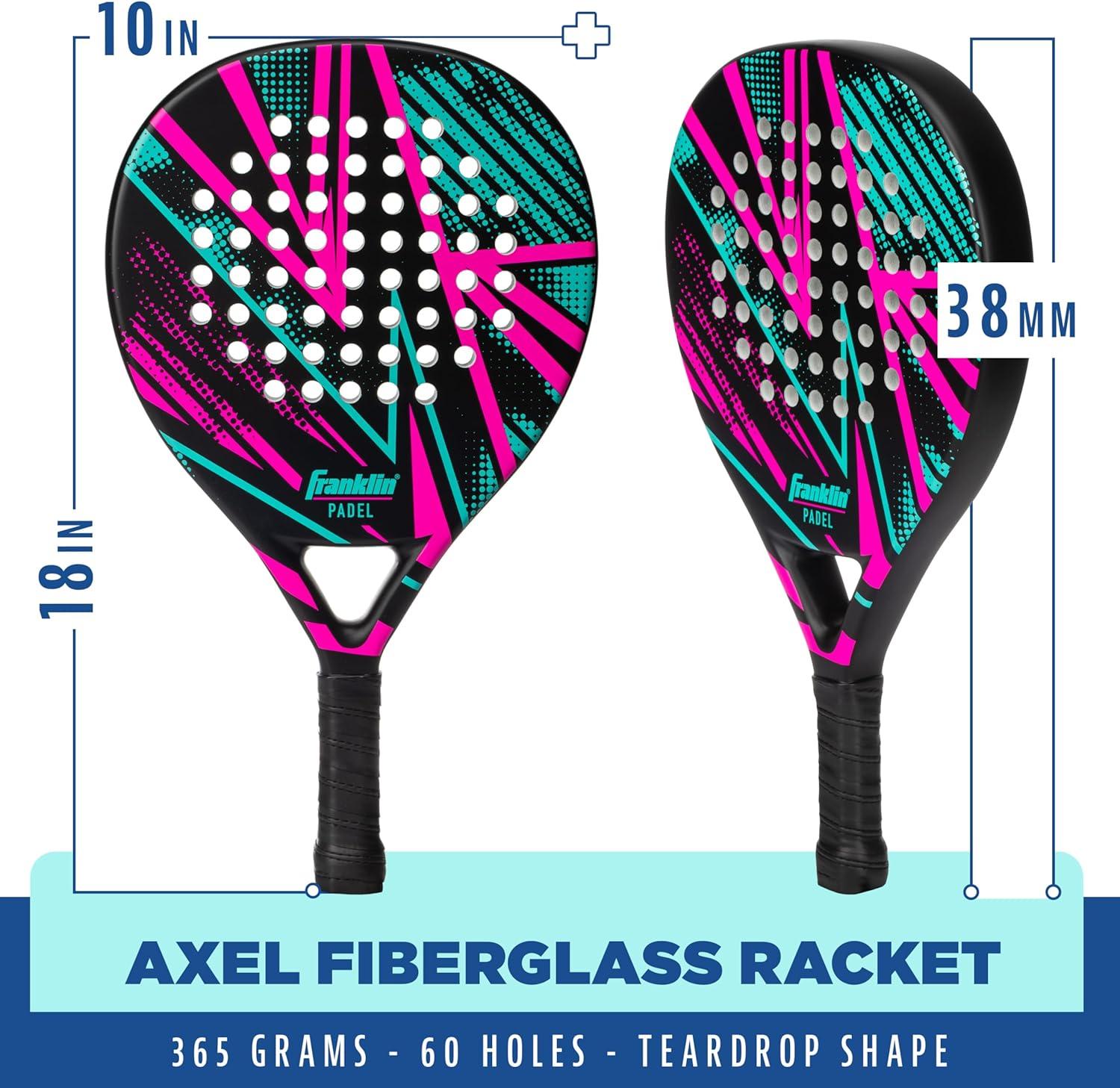 image:imageFranklin Sports Axel Padel Set 2 Fiberglass Padel Rackets with Foam Core Balls amp Carrying Case and Replacement BallsAxel Padel Set
