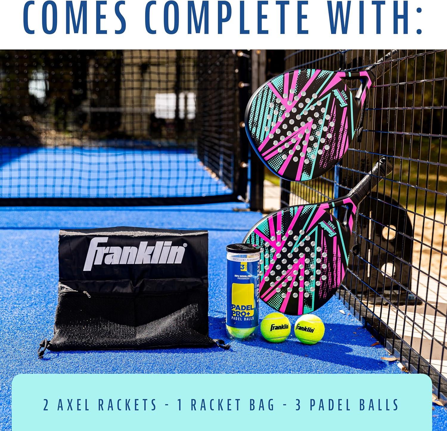 image:imageFranklin Sports Axel Padel Set 2 Fiberglass Padel Rackets with Foam Core Balls amp Carrying Case and Replacement BallsAxel Padel Set