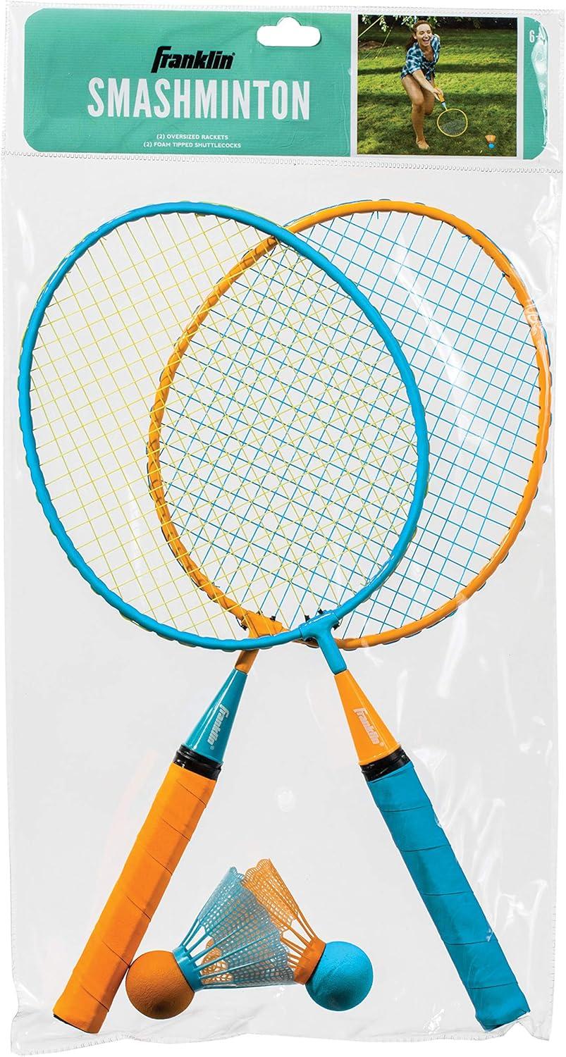 image:imageFranklin Sports Badminton Racket Set Smashminton Oversize 2 Player Backyard Youth Set with Birdies for KidsMulticolor