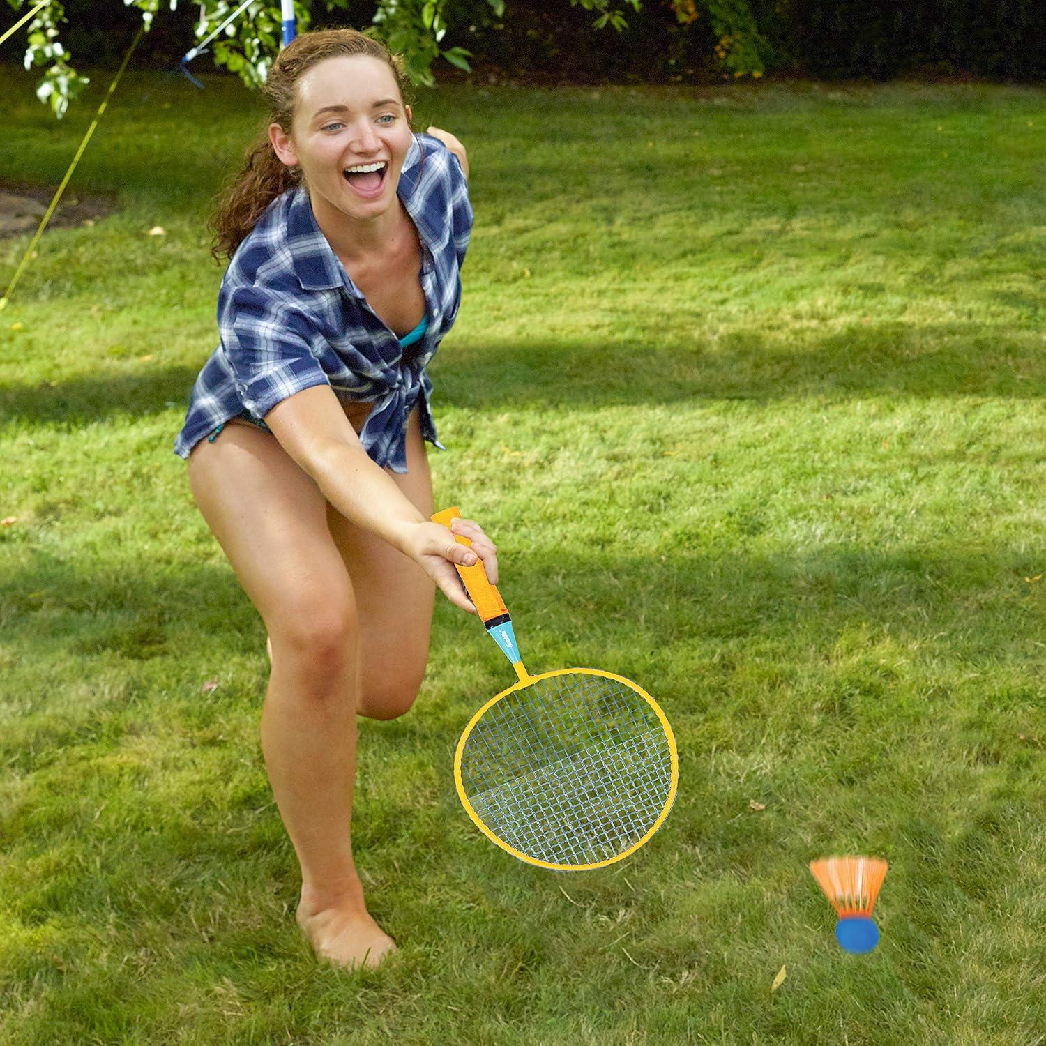 image:imageFranklin Sports Badminton Racket Set Smashminton Oversize 2 Player Backyard Youth Set with Birdies for KidsMulticolor